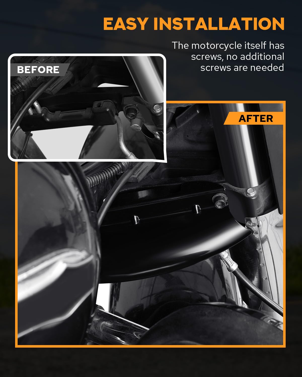 PBYMT Deflettore d'aria inferiore triplo albero compatibile con Harley Davidson Touring Street Glide Road Glide Electra Glide Road King FLH/T FLHX 2014-2023, nero lucido brillante