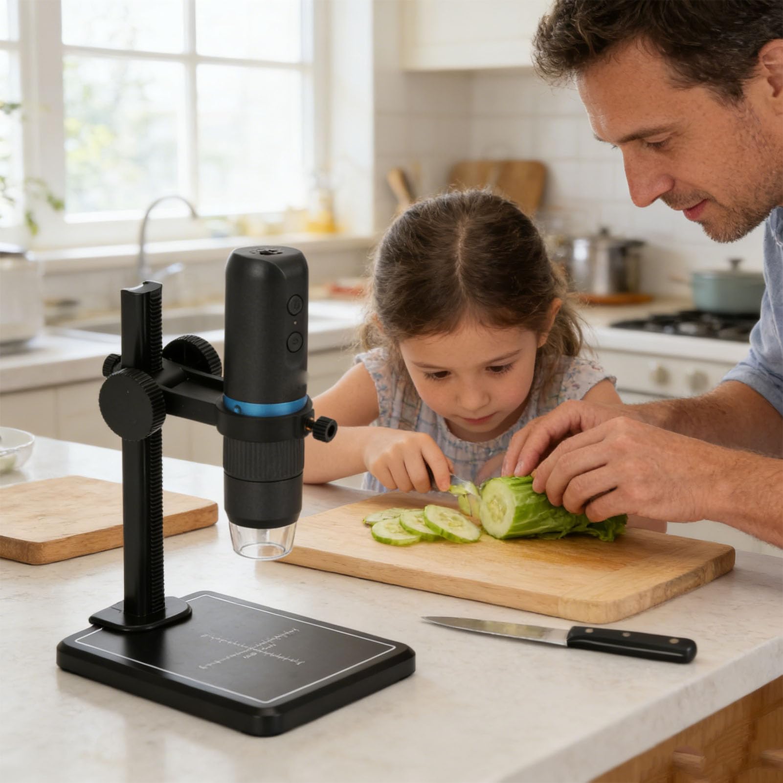 Kit de Microscopio Digital con Cámara HD 1080P USB Inalámbrico, Aumento de 1000X, 8 Luces LED, Material ABS, para, iOS, Portátil para Estudiantes y Entusiastas