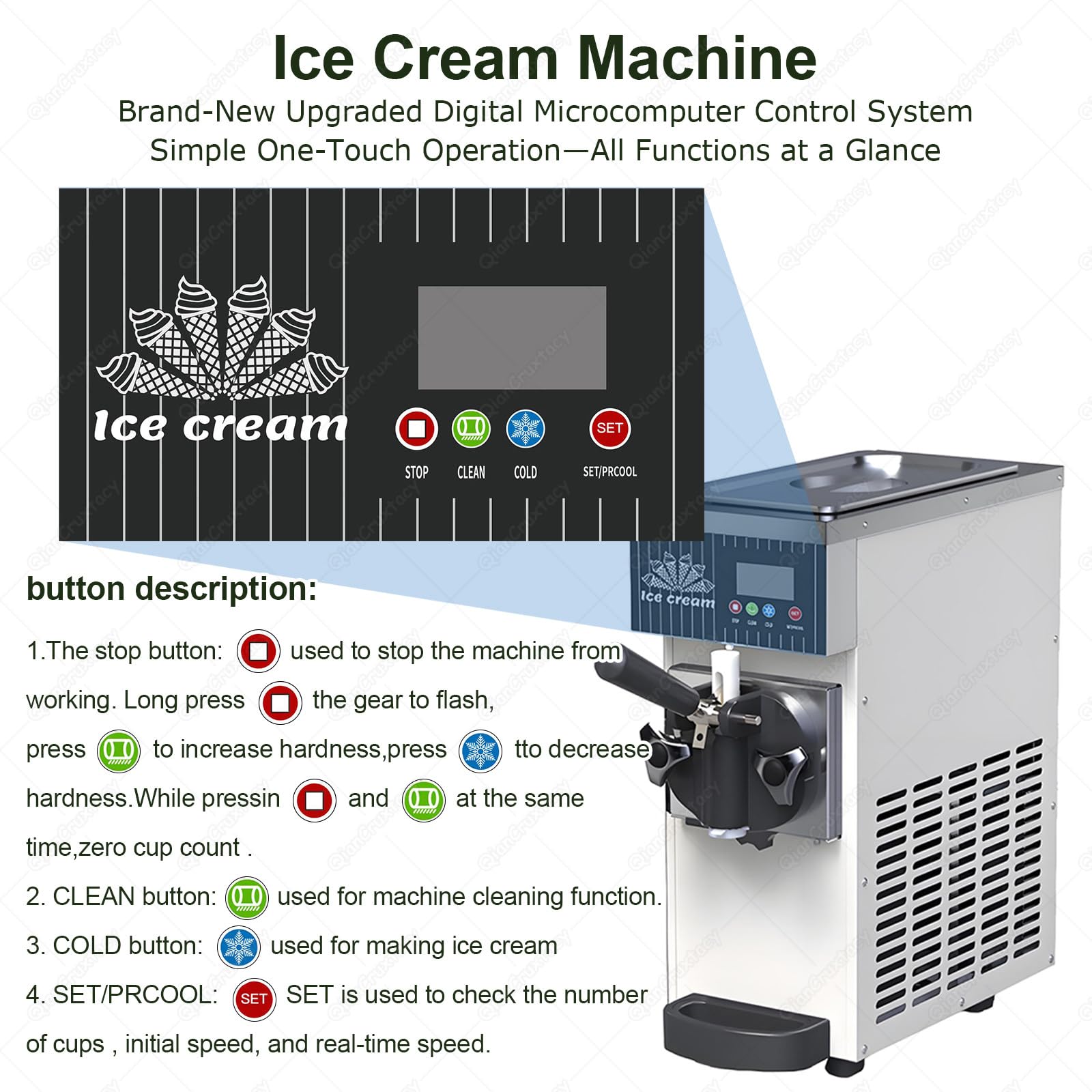 Machine à Glace Italienne pour Usage Domestique Et Commercial, Produisant 4-5 Kg/H, Nettoyage Automatique Et écran LCD, pour Petits Restaurants, Fêtes Et Desserts Quotidiens Orange