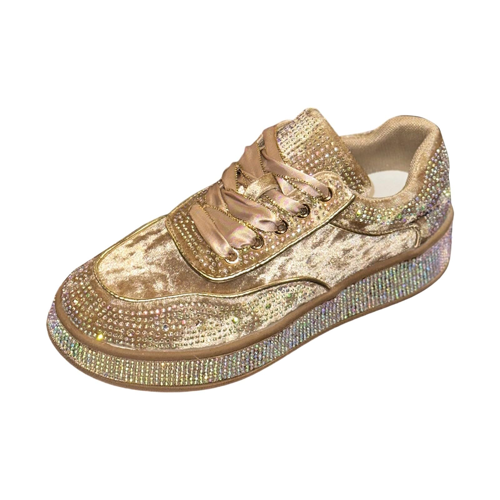 Zapatillas Deportivas de Plataforma con Brillantes de imitación, Ideales para un Estilo Casual y Deportivo. Diseño cómodo, Ligero y fácil de Poner para Uso Diario.
