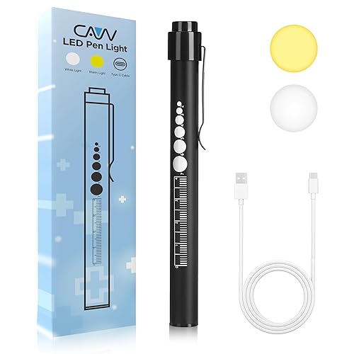 CAVN Luz recargable para bolígrafo con medidor de pupila LED para enfermeras y médicos, luz cálidablanca, recargable por USB, regalo para