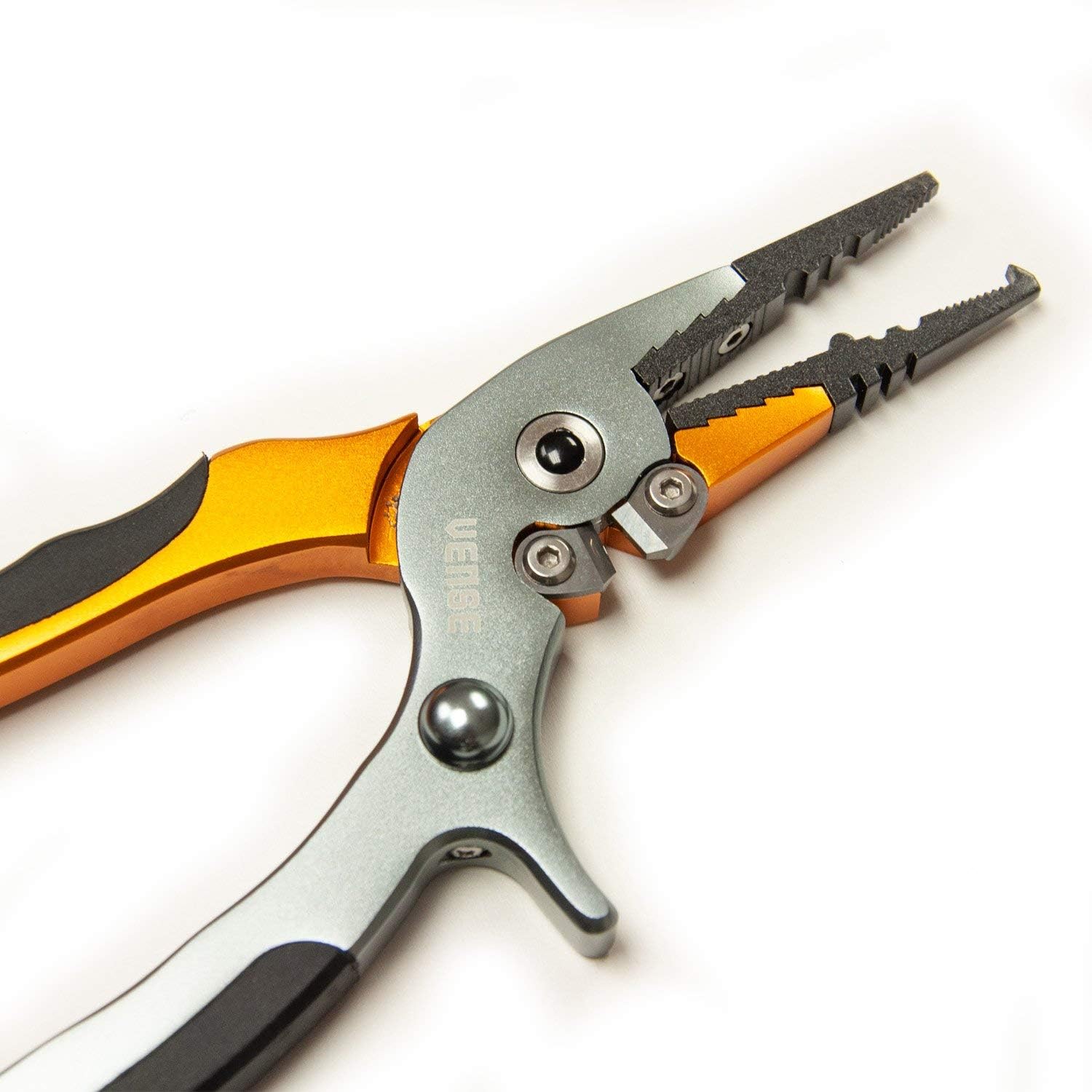 VENSE - Aluminum Fishing Pliers Saltwater/Freshwater with Anti-Slip Hook Remover Line Cutter Tungsten Carbide Cutters and Safety Lock