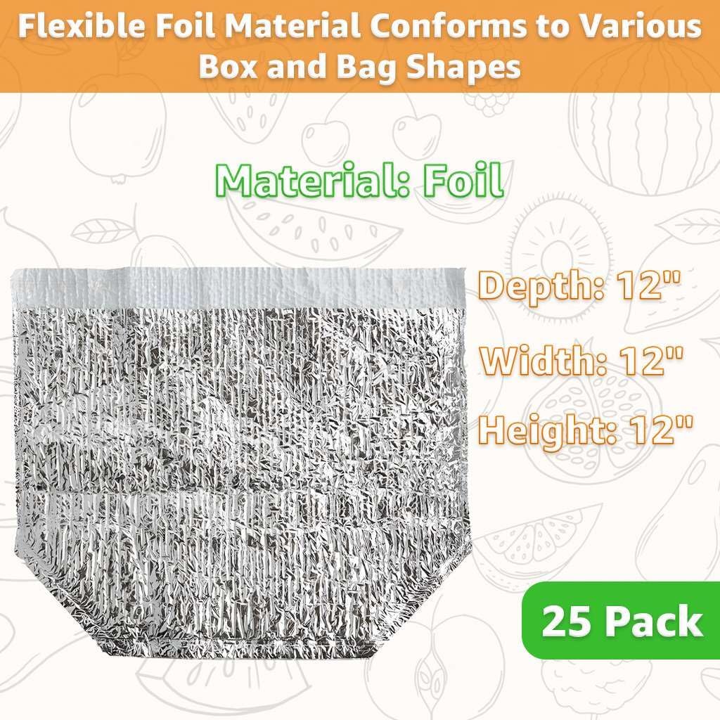 12x12x12 Cooler Liner Material, 25 Pack Insulated Bubble Wrap for Shipping Cold Items and Food