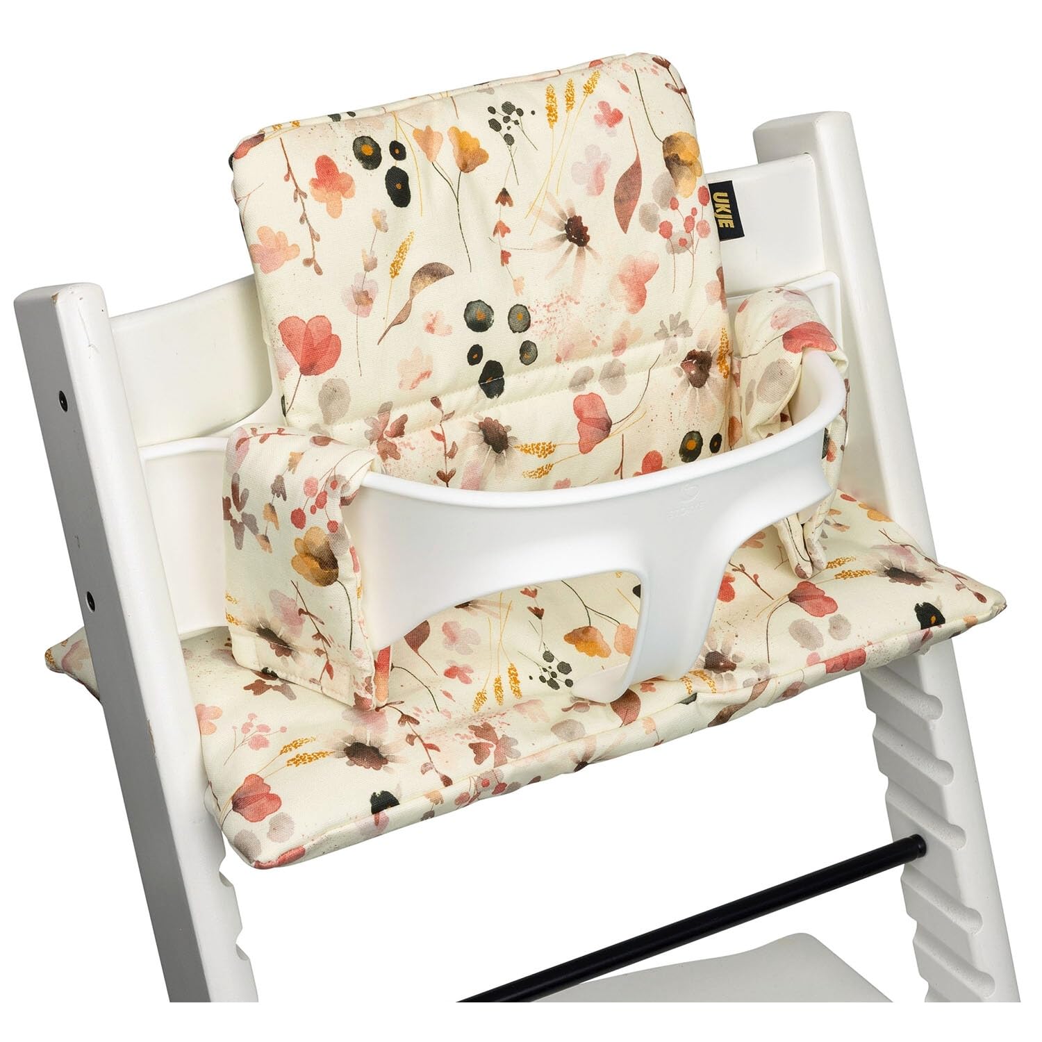 Cushion Compatible with Stokke Tripp Trapp (Old and New Model) 2 Pieces, Thick Seat Cushion for Infants, Coated Oeko-Tex Certified Cotton, Washable & Handmade in Europe, Wild Flowers