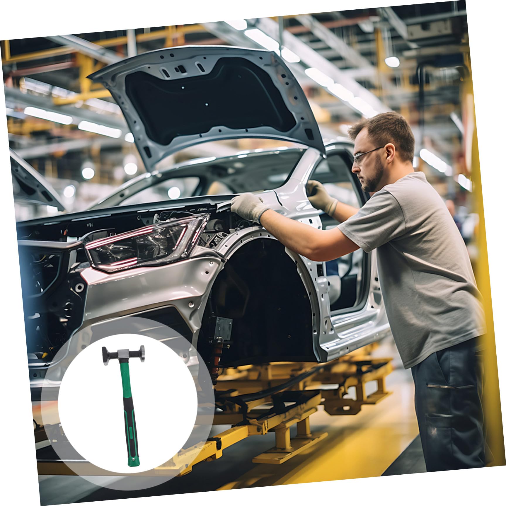 Martello per Riparazione Carrozzeria per Ammaccature Auto in Acciaio al Carbonio Impugnatura Comoda Alta Resistenza Strumento Manuale in Officine di Manutenzione Veicoli