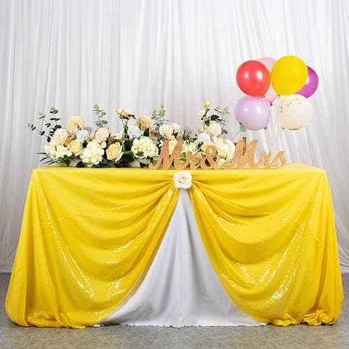 Miniatura 1 de AMZLOKAE Mantel rectangular de lentejuelas de 60 x 102 pulgadas, color amarillo con purpurina para fiestas, mantel de comedor brillante para bodas,
