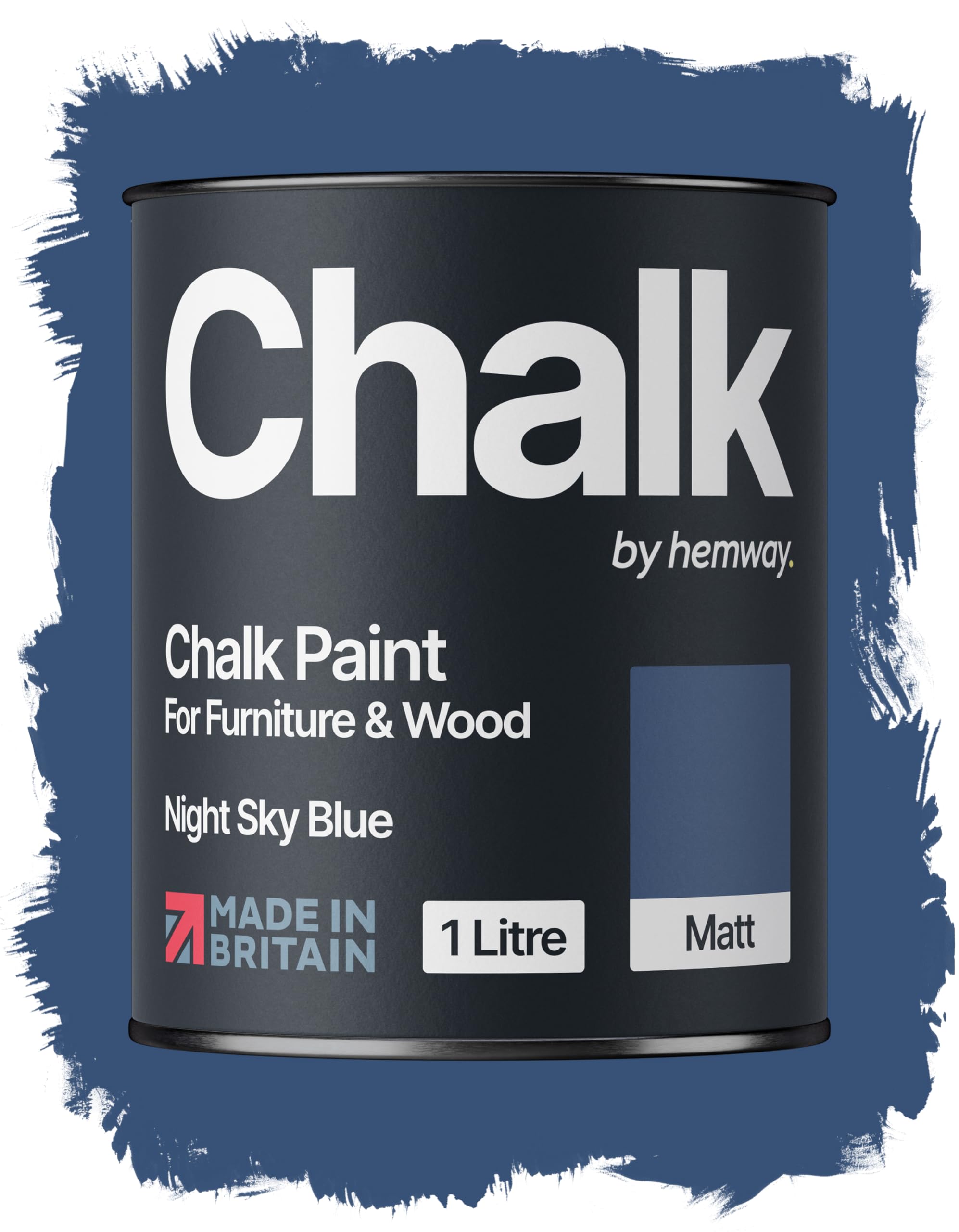 Hemway Chalk Paint Night Sky Blue 1L, Furniture Paint, Matt Finish Shabby Chic, Chalk Furniture & Walls, Quick Dry & 1 Coat