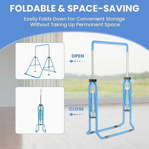 Miniatura 4 de Gymanstics - Barras para el hogar con anillos para niños y niñas, juego de regalo de entrenamiento de gimnasia, barra de entrenamiento plegable,