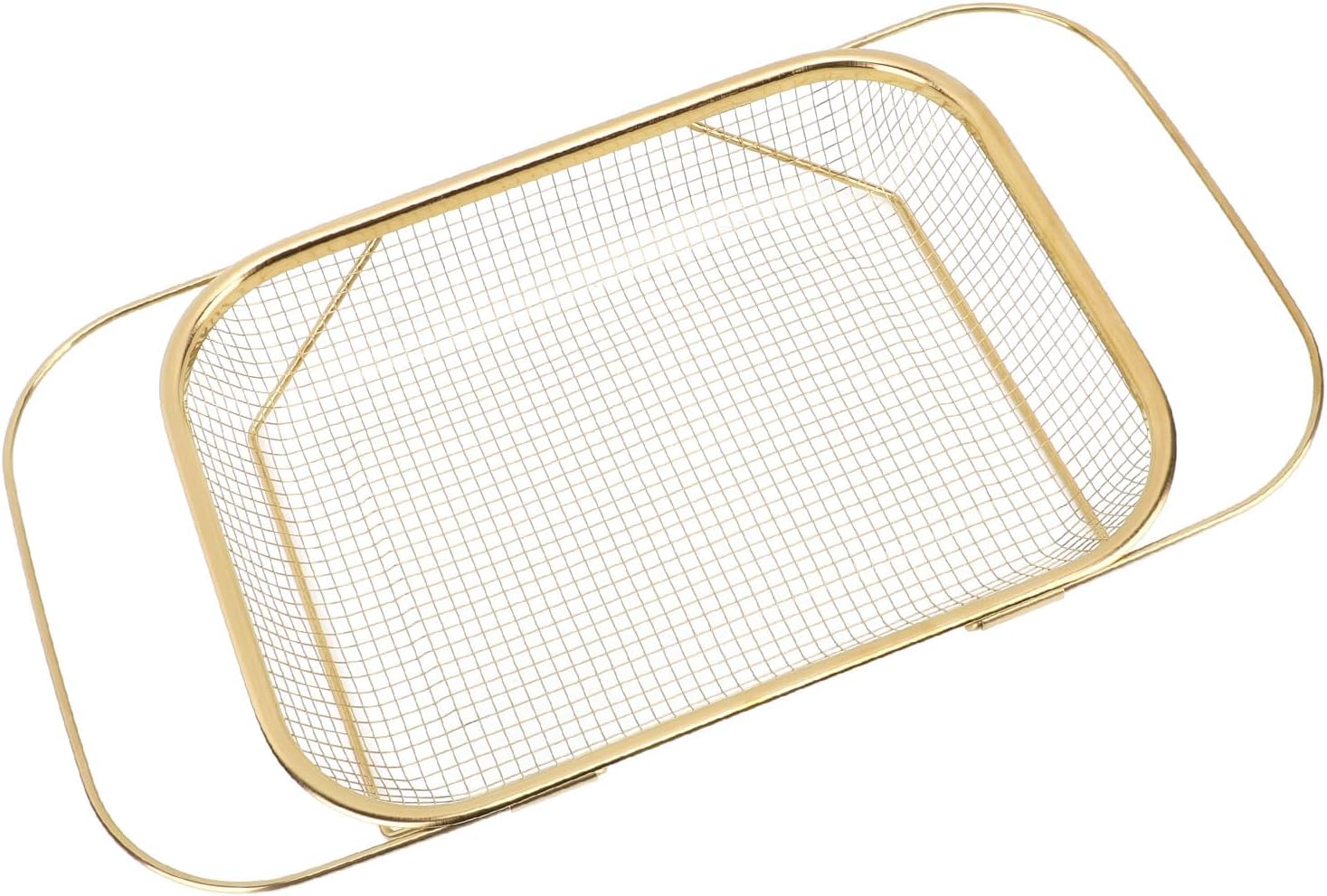 Over The Sink Colander, Rectangle Stainless Steel Over The Sink Strainer Basket For Kitchen Sink with Handles Fine Mesh Expandable Handy Kitchen Tool Kitchen Essentials (Gold)