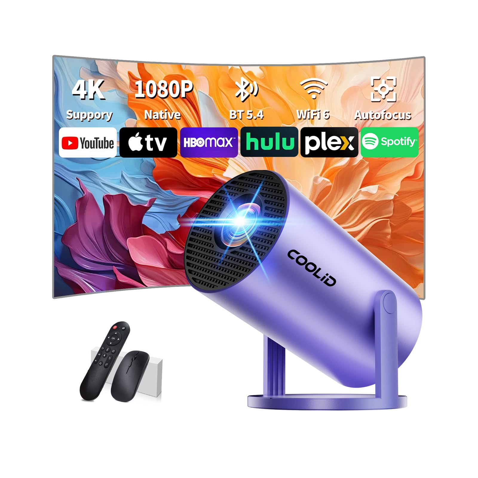 Mini Proiettore [App Integrata & 2026 Upgraded] Proiettore Portatile 4K 1080P Con 5G WiFi 6 E BT 5.4 Supporta Rotativo 180° Correzione Trapezoidale Automatica Applicabile TV Stick/USB/HDMI,Rosso