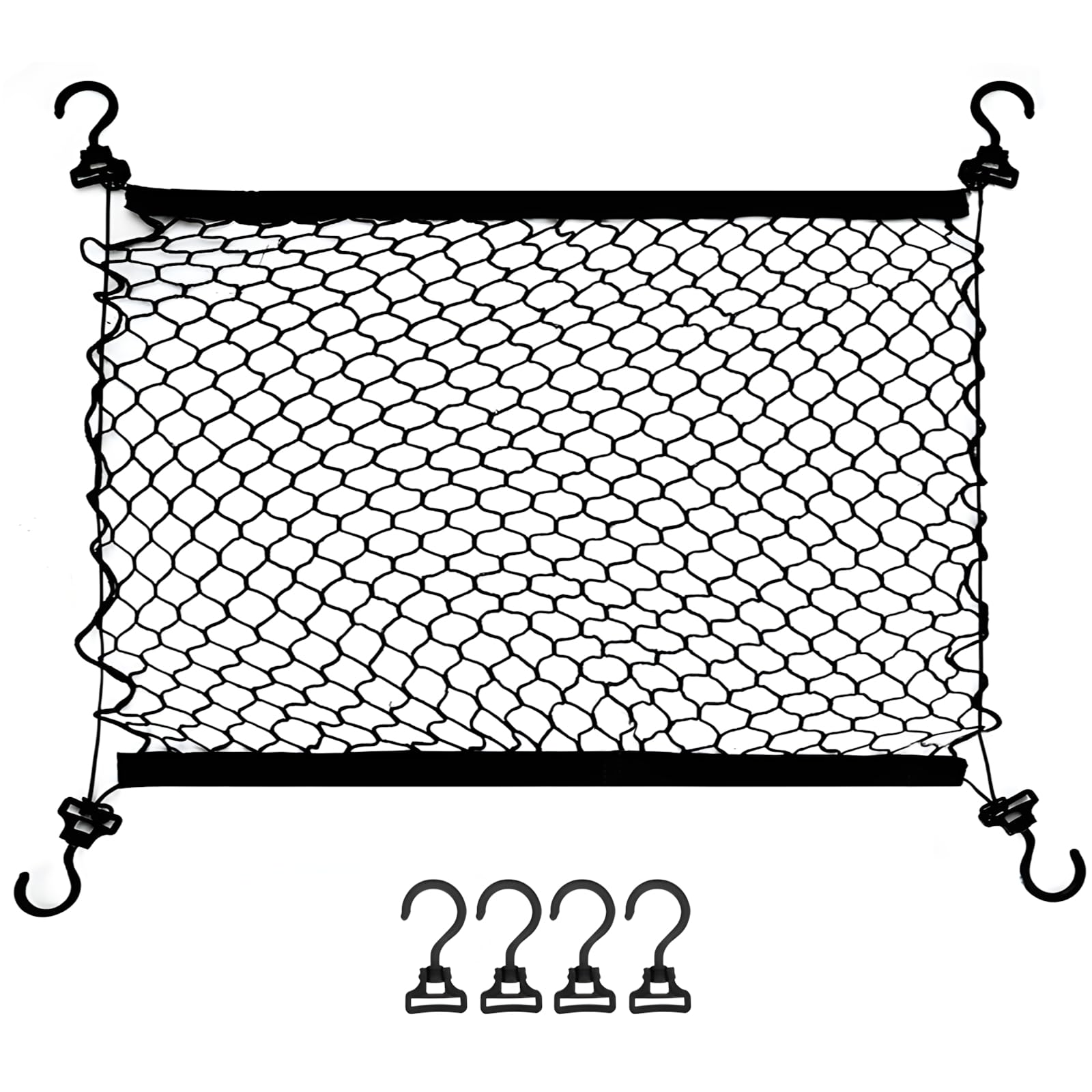 Packool Pet Net Barrier, 120x90CM Adjustable Elastic Straps Dual Layered Mesh Car Pet Barrier Dog Car Net Barrier for Cars