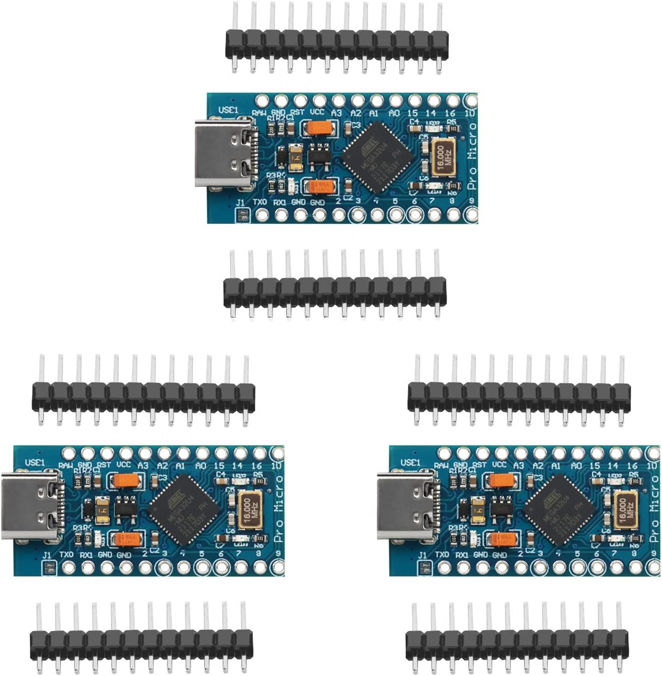 Amazon.com: HiLetgo 3pcs Pro Micro ATmega32U4 5V/16MHz Type-C Module ...