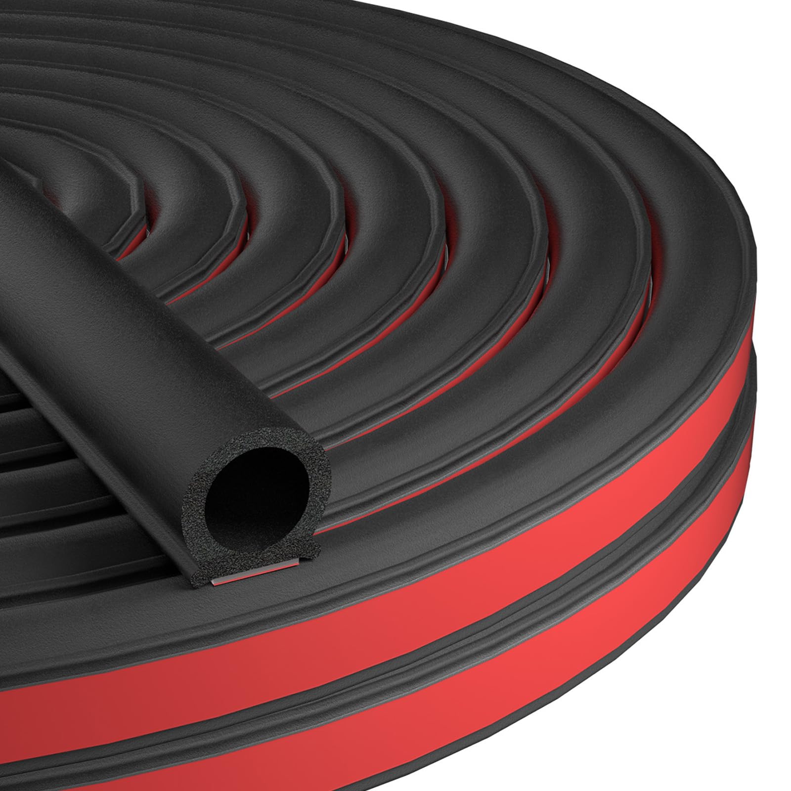 Jobon Car Door Seal Automotive Weather Stripping - Self Adhesive Rubber Seal Strip, D-Shape Car Door Soundproofing Weatherstripping, Car Door Rubber Sealing Strip for Truck Hood (10*10mm, 300CM/10Ft)