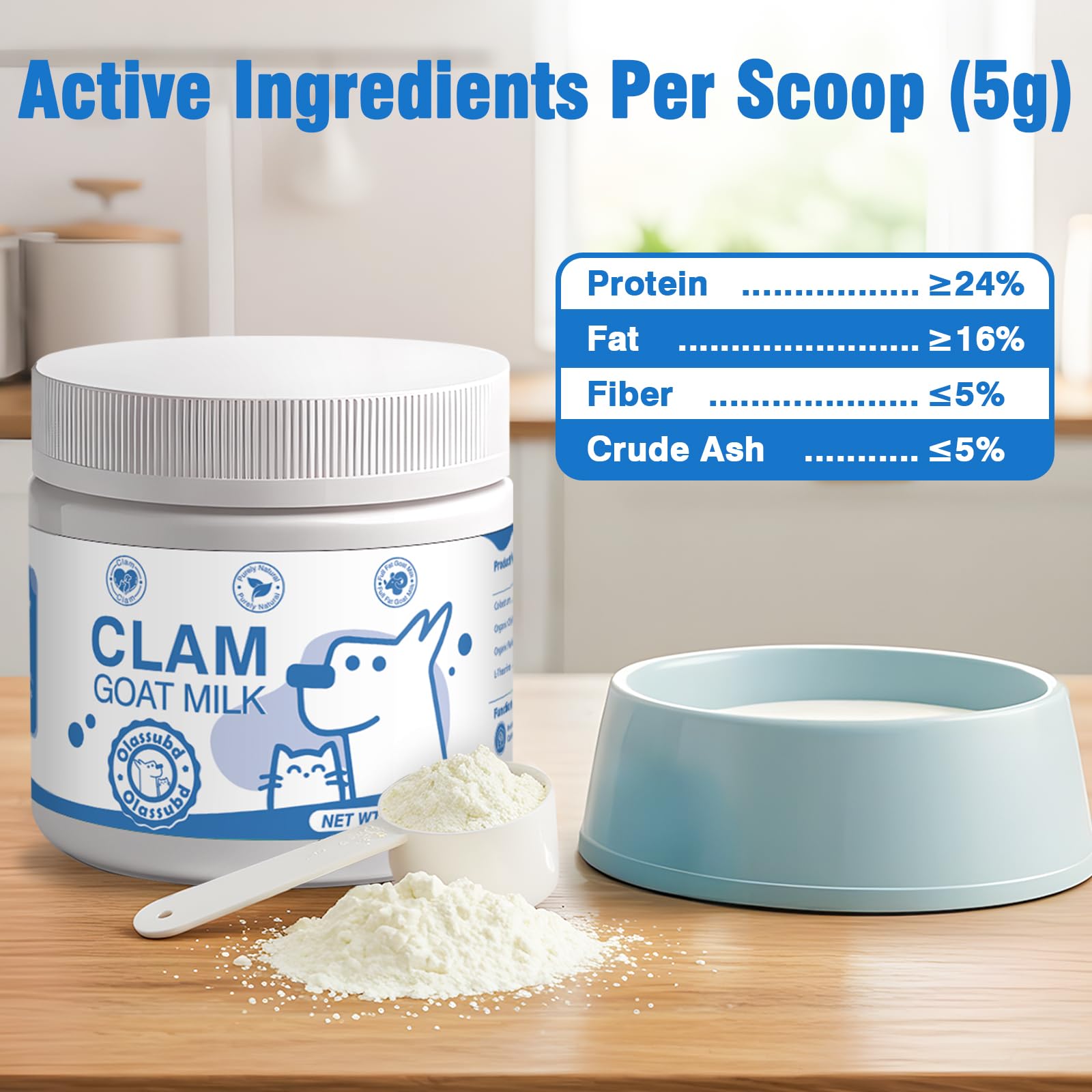 Olassubd Goat Milk Powder Cat & Dog Calming Pet Goats Milk Calm Treats Anxiety Relief Contains GABA Designed for Pets with Anxiety Stress and Hyperactivity Supports Immune Skin and Bone Health - image 4
