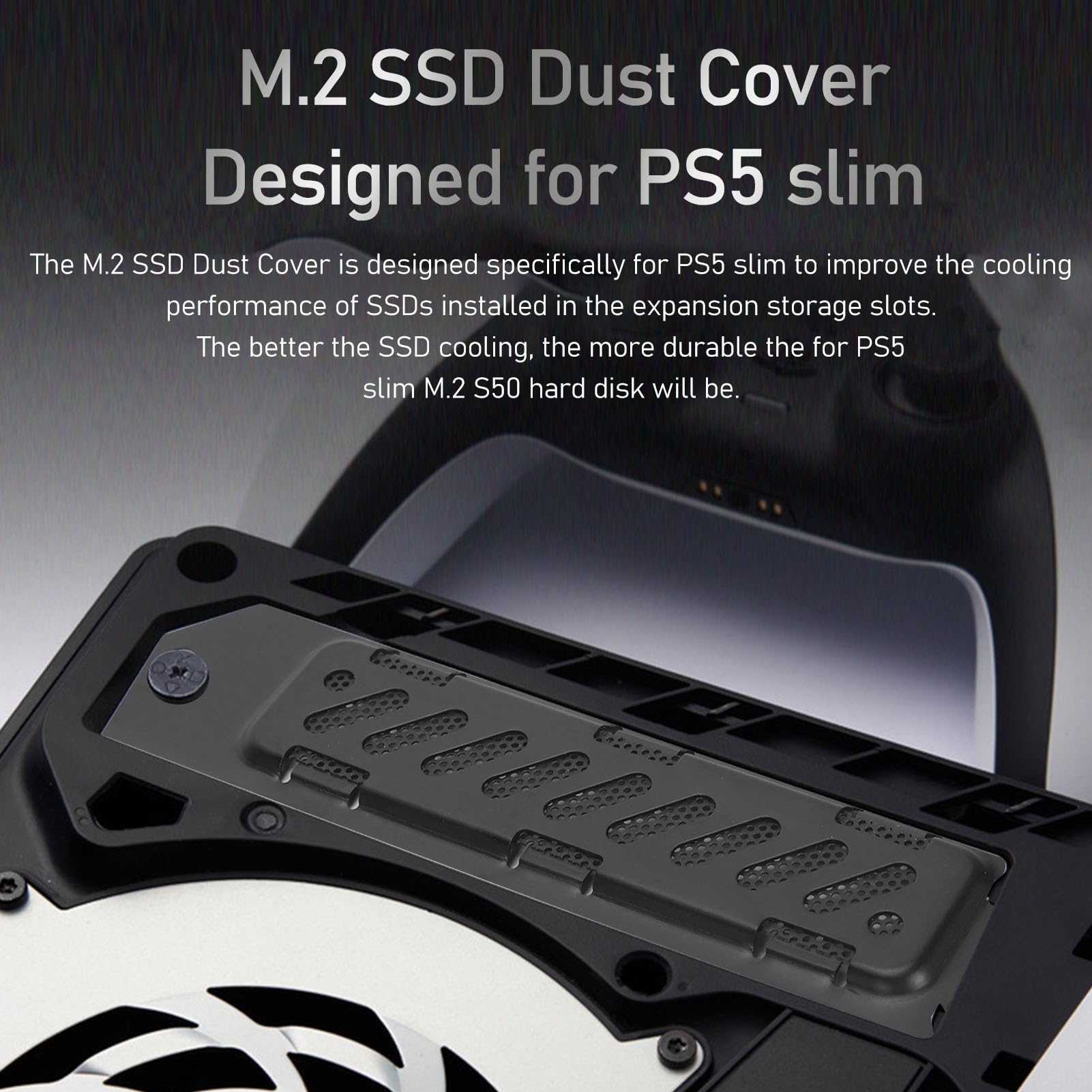 Copertura Antipolvere per Slot di Estensione SSD Slim M.2, Copertura per Dissipazione del Calore in Metallo in Lega di Alluminio con Fori di Ventilazione (BLACK)
