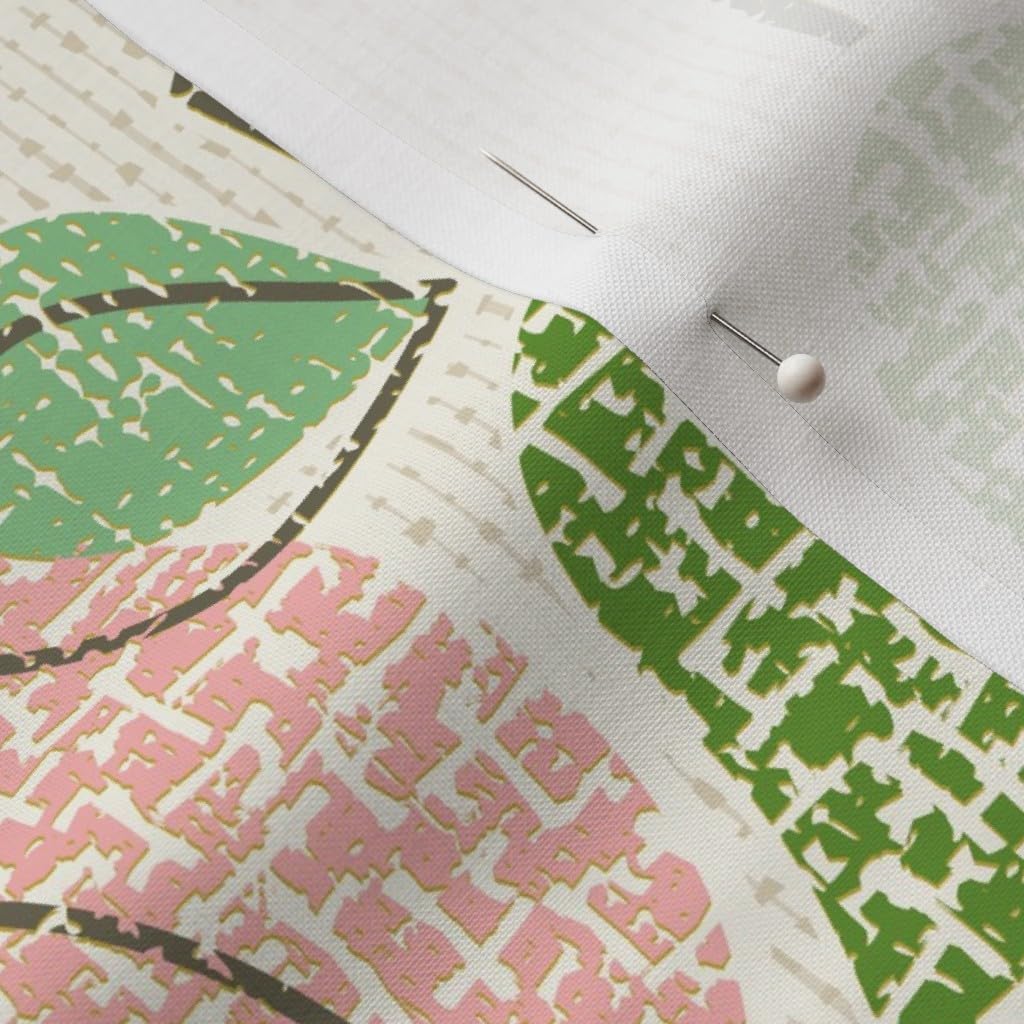 Spoonflower Fabric - Retro Pears 1950S Style Pink Green Yellow Mid Century Modern Retro Printed on Petal Signature Cotton Fabric Fat Quarter - Sewing Quilting Apparel Crafts Decor