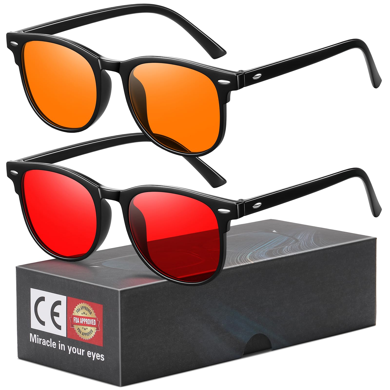 Okany Lunettes Anti Lumière Bleue – Ambre Jour & Rouge Nuit, Homme & Femme