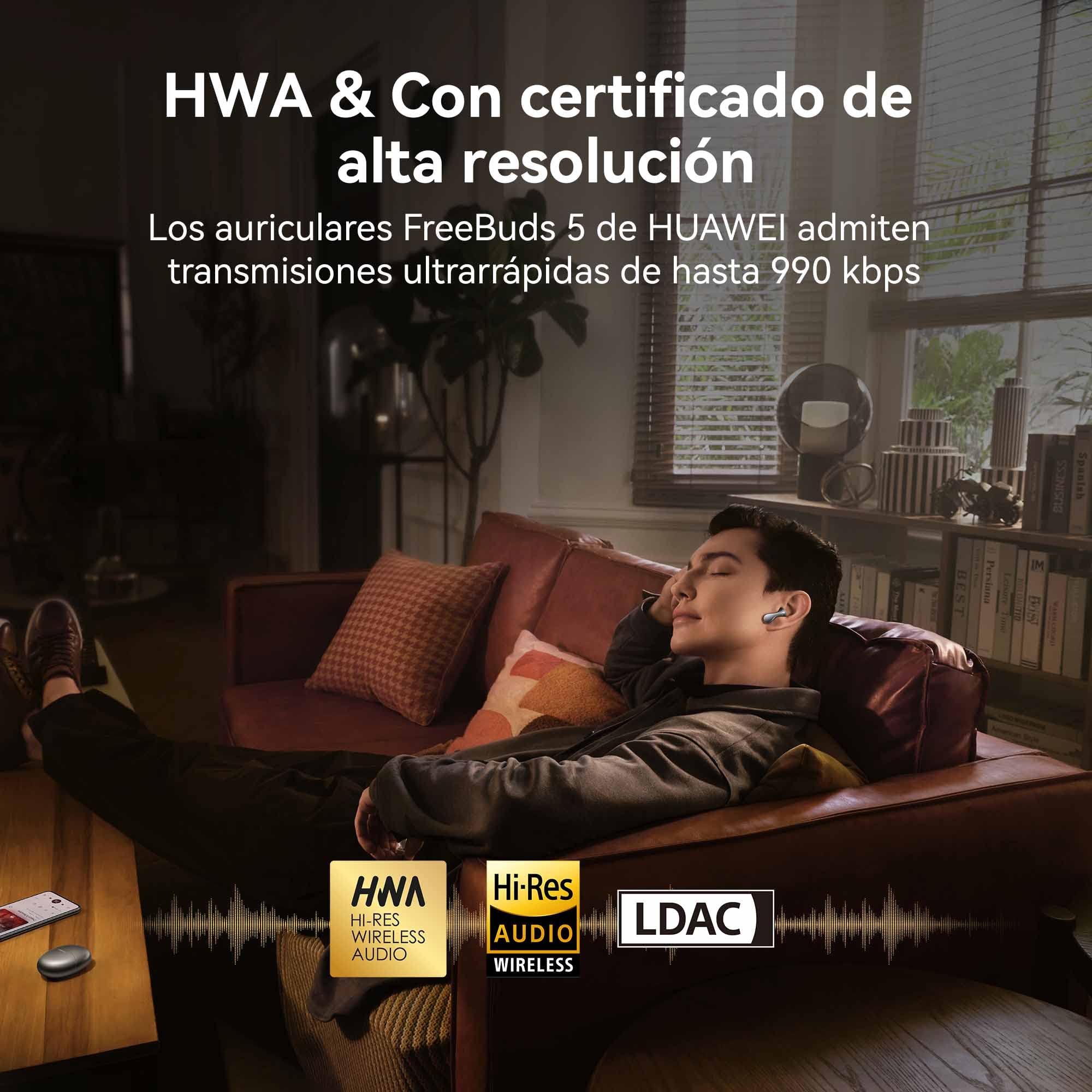 HUAWEI FreeBuds 5 Auriculares Inalámbricos, Bluetooth 5.2, iOS & Android, con Certificado de Óptima Resolución, Diseño Open-Fit, Doble Conexión, 30 Horas de Duración de La Batería, IP54, Blanco
