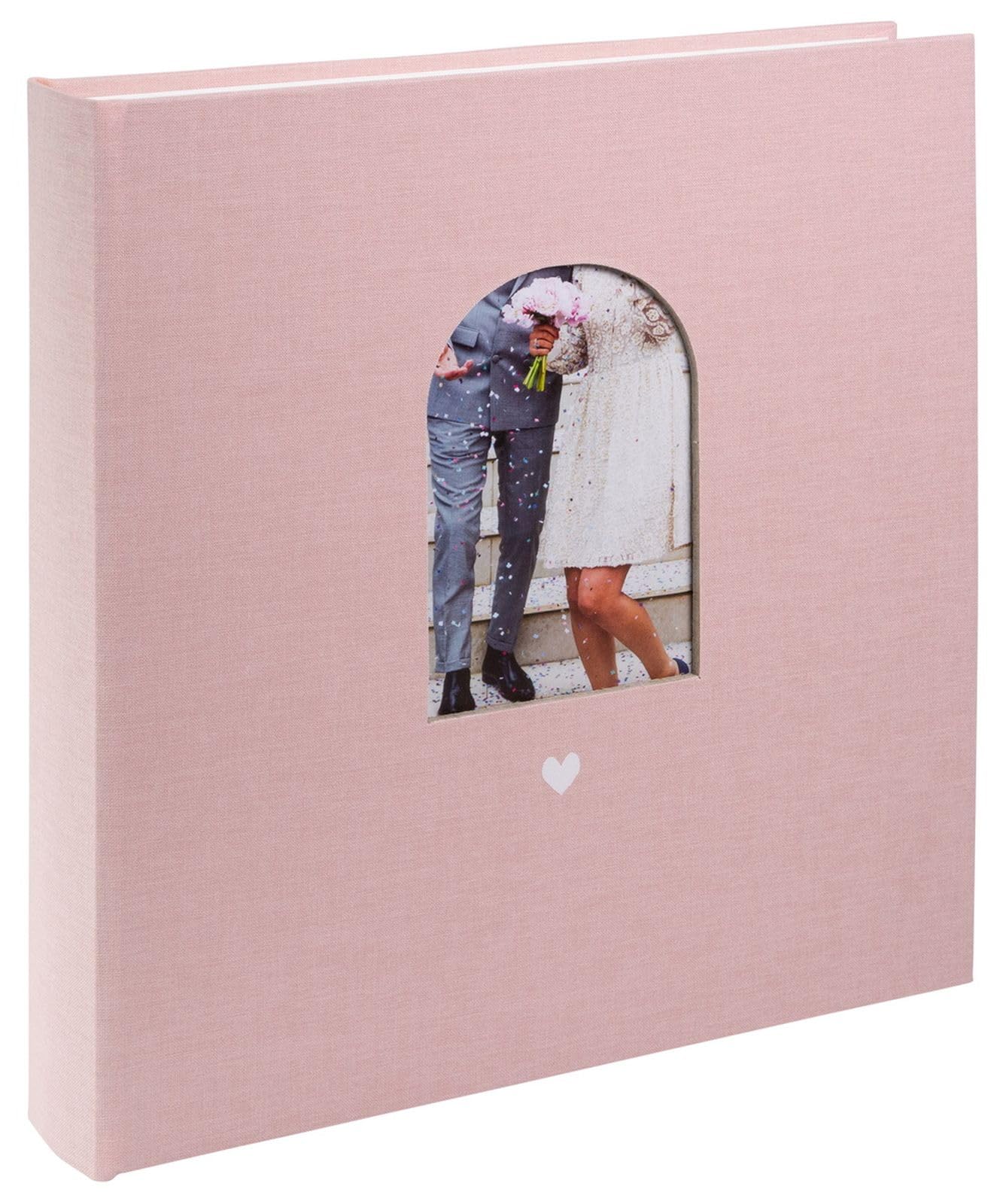 goldbuch 08 046 Hochzeitsalbum Herzensmoment Rosa, Fotoalbum mit Fensterausschnitt, Erinnerungsalbum mit 60 weißen Seiten und Pergamin-Trennblättern, Fotobuch, Einband aus Leinen, ca. 31 x 30 x 4 cm