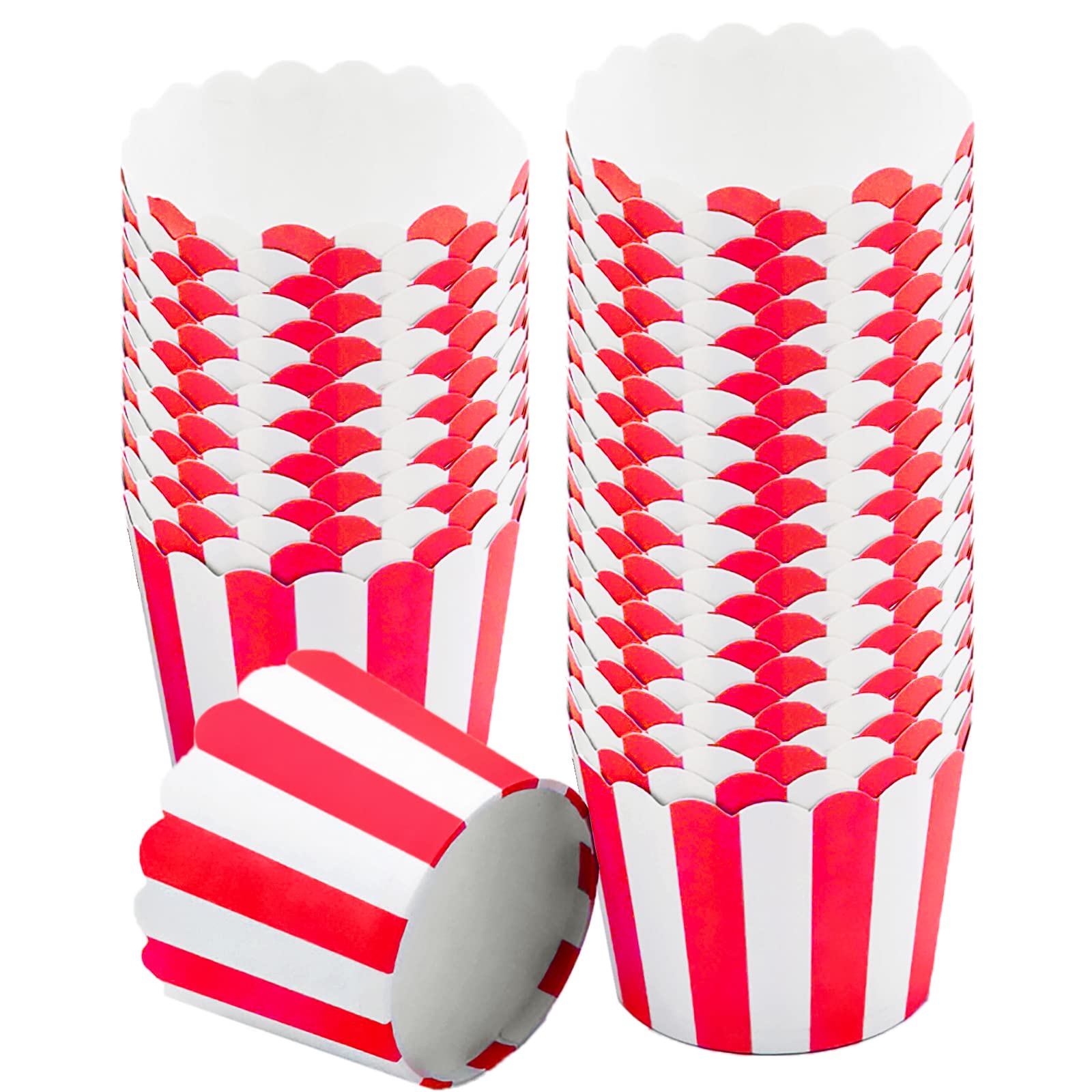 Cupcake Baking Cups, 100PCS Quality Cupcake Disposable Cake Baking Cup Red Strip Muffin Cupcake Heavy Duty Baking Cups for Wedding Birthday Party