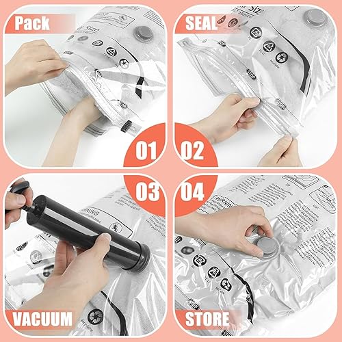 Miniatura 4 de Bolsas de almacenamiento al vacío, bolsas ahorradoras de espacio con bomba de mano, bolsas selladoras al vacío para almacenar ropa, edredones,
