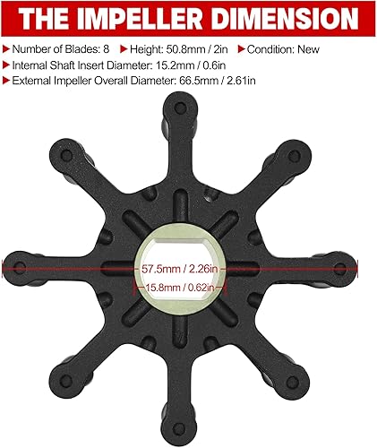 Miniatura 2 de BDFHYK 8M0104229 Kit de reparación de impulsor de bomba de agua para fuerabordas Mercury o Mariner y unidades de popa MerCruiser, sustituye a