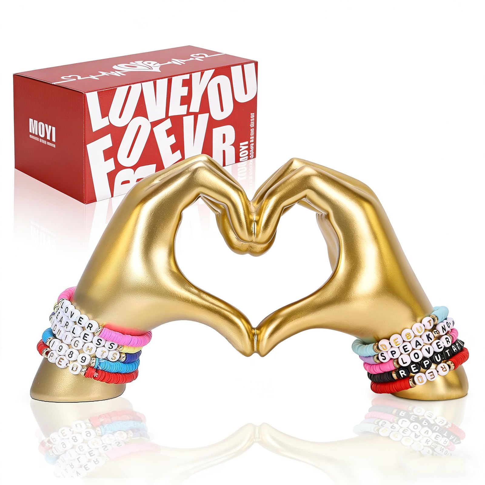 Gold Decor for Singer Fans Lover Merch Heart Hands Sculpture, Home Decor Living Room Accent Decor Love Statue for Bedroom Bookshelf Coffe Table Aesthetics Decorations Gifts for Women Mom Girlfriend
