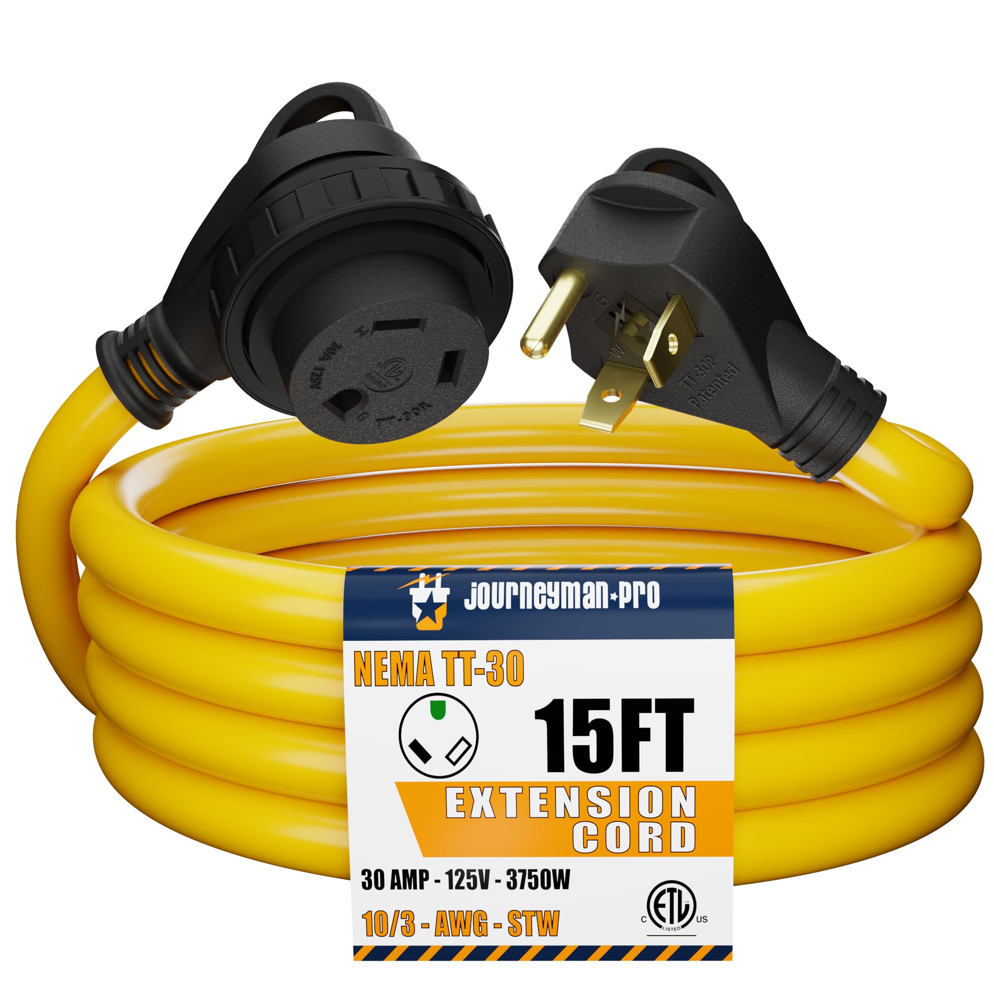 Journeyman-Pro 30A RV Power Extension Cord TT30 Locking Female