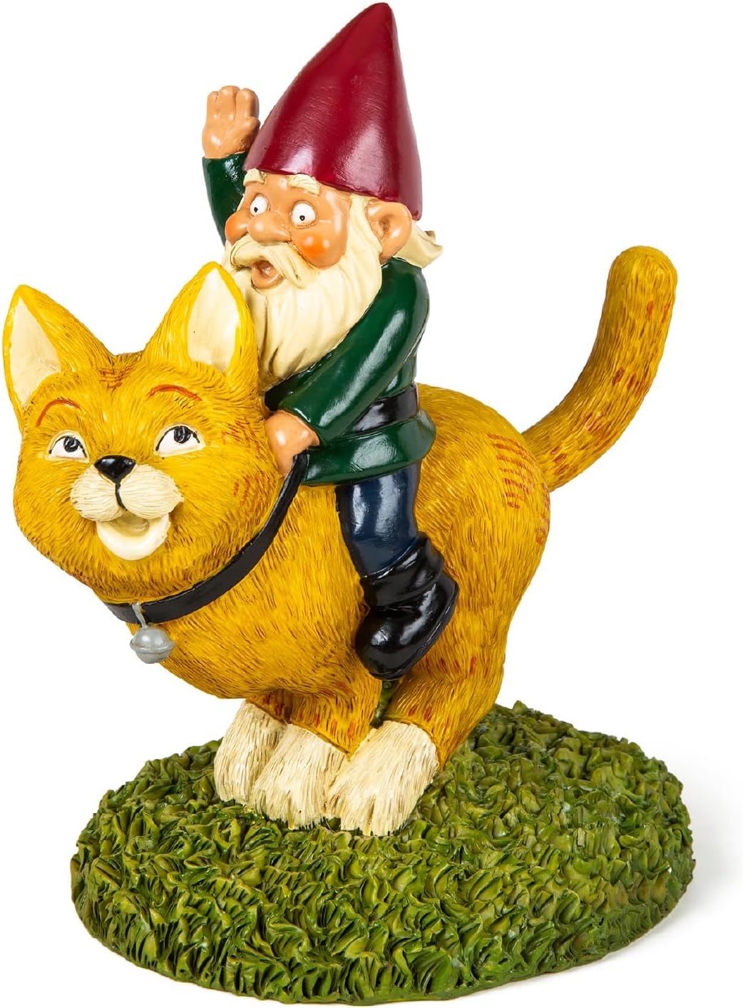BigMouth Inc Riding Cat Garden Gnome Statue, Funny Outdoor Lawn & Yard Figurine, Housewarming Gag Gift Sculpture Decorations