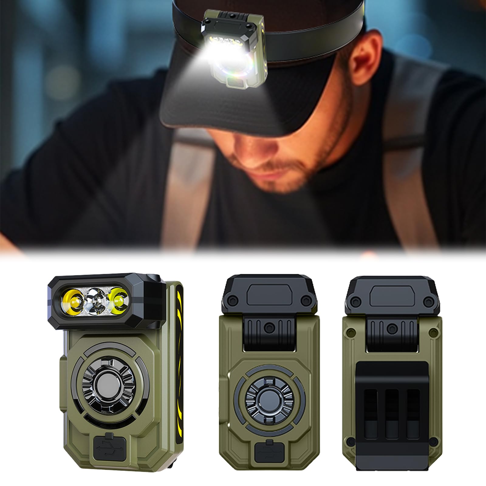 Lámpara de trabajo LED multifunción de inducción de aluminio impermeable recargable con base magnética luz RGB para camping