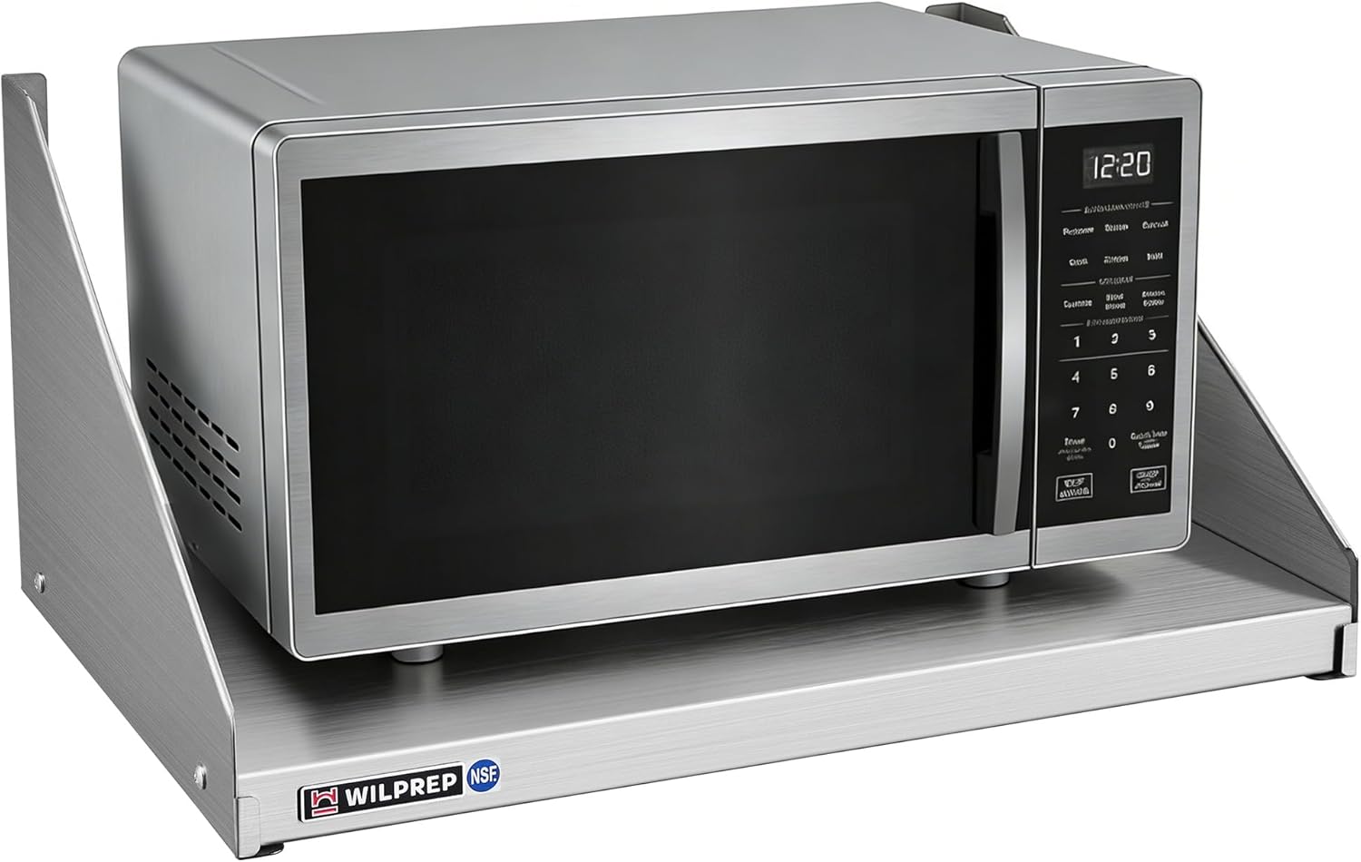 Wilprep NSF Stainless Steel Shelf, 18"x 24" Wall-Mounted Microwave Shelf for Kitchen, 220lb Metal Storage Shelf with Pre-Drilled Hole & Triangular Brackets for Restaurant Kitchen Laundry Room Garage