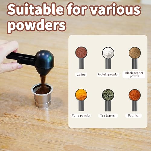 Miniatura 5 de Cuchara de café con embudo para café molido, proteína en polvo y té, para recarga reutilizable de taza K, 2 cucharadas sin desorden, diseño de