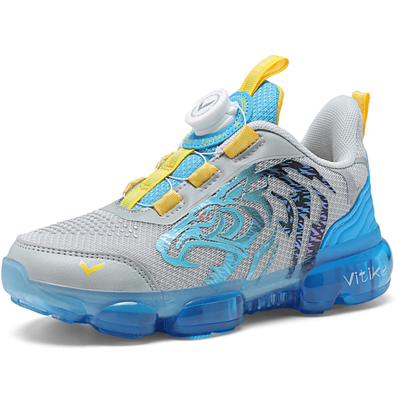 JMFCHI SPORTS Unisex Kinder Sneaker Jungen Turnschuhe Mädchen Sportschuhe Hallenschuhe Outdoor Laufschuhe Grau Blau 36 EU