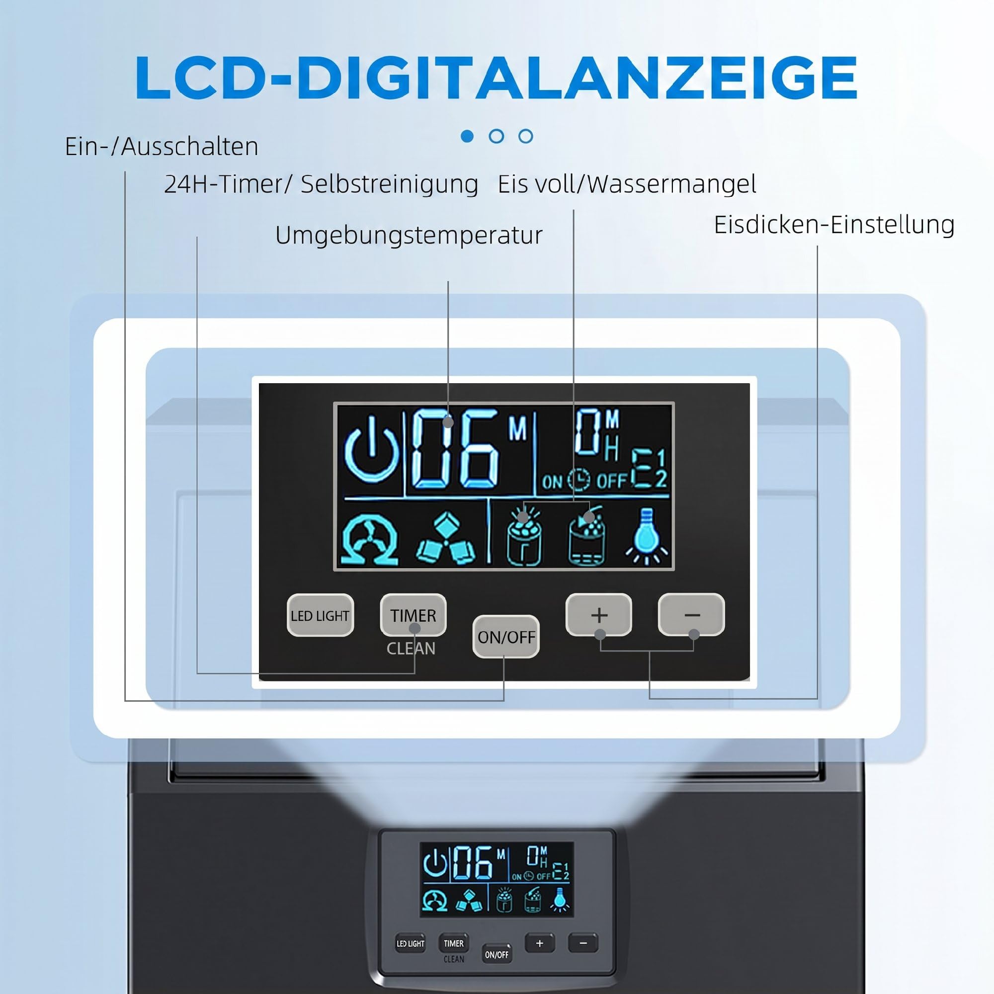HOMCOM Macchina per cubetti di ghiaccio commerciale 30 kg/24H Gelatiera con 4 kg di memoria, macchina per cubetti di ghiaccio autopulente, timer per ristorante, bar, caffetteria
