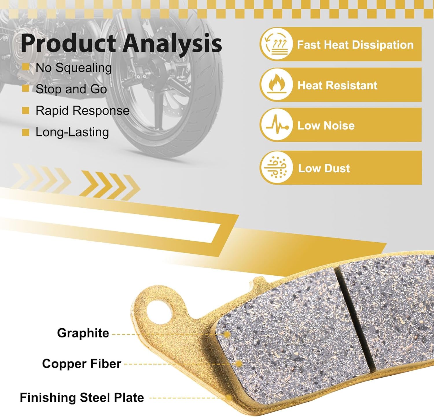 S SYUU Semi-Metallic Motorcycle Brake Pads Compatible with Honda CBR 600 F3 1995-1998 SJR SE FS FT FV FW 599, Low Fade, High-Performance, Heat-Resistant & Low-Noise, Cruisers & Touring FA226F FA174R