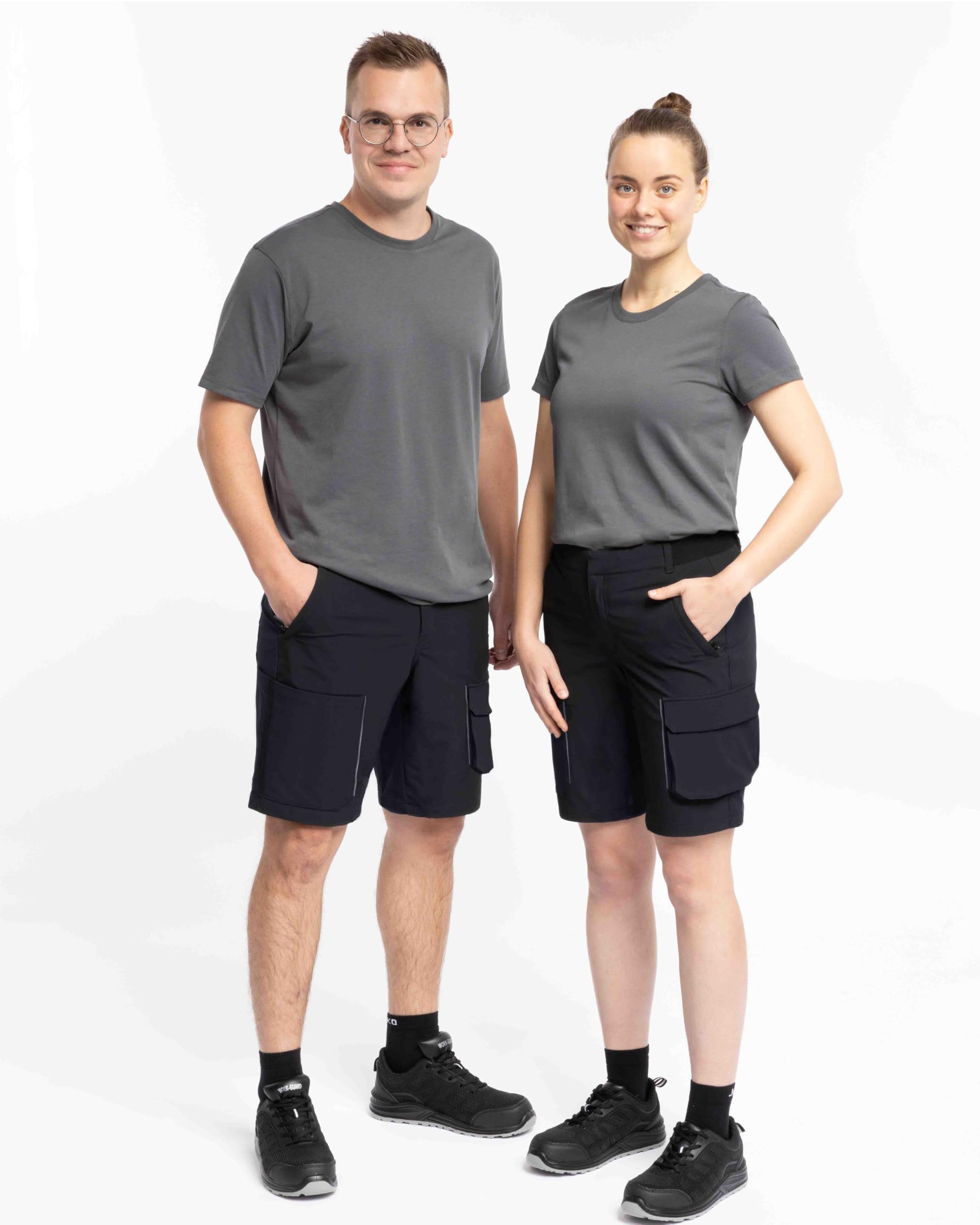 JAKO Corporate Teamwear Kurze Funktionshose Work – Ergonomische Arbeitshose für Herren mit 4-Wege-Stretch, Reflektoren & Cargo-Taschen für Arbeitsmaterial