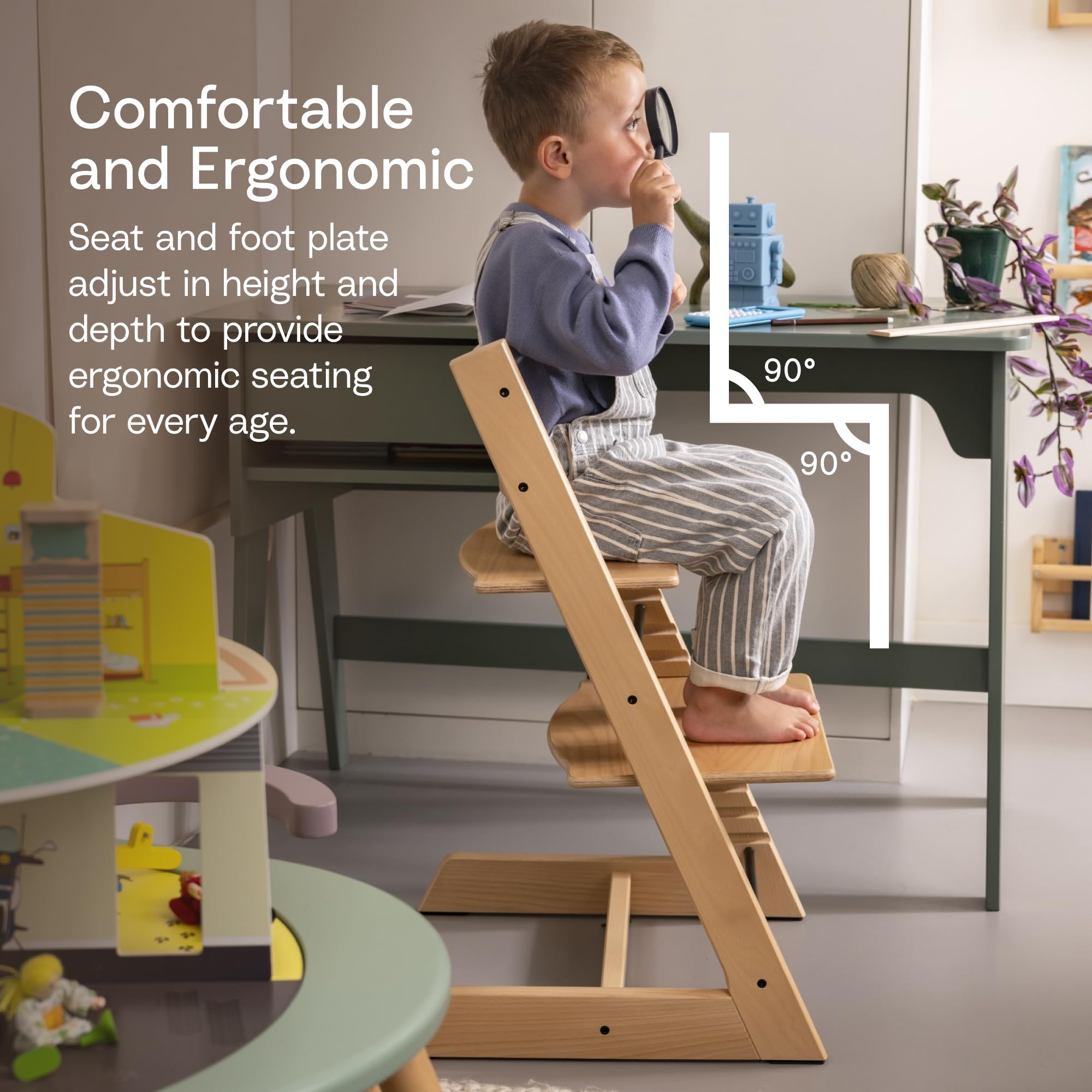 Stokke Tripp Trapp High Chair 2 with Tray and Cushion, Black/Nordic Grey