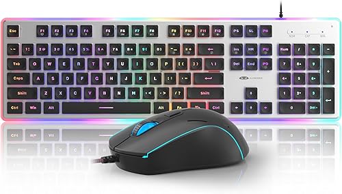 Miniatura 7 de Camiysn Teclado y mouse cremosos para juegos, negro de 104 teclas RGB y mouse RGB de 6 velocidades, teclas de pudín, teclado silencioso de