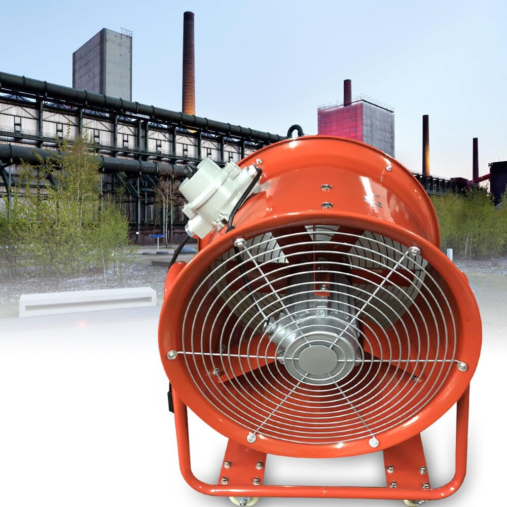Bauventilator, 18 Zoll Baugebläse 1100W 150m³/min Baulüfter Gebläse 2800r/min, Axiallüfter Axialgebläse 73dB Bautrockner für Fabriken Lager Küchen Büros