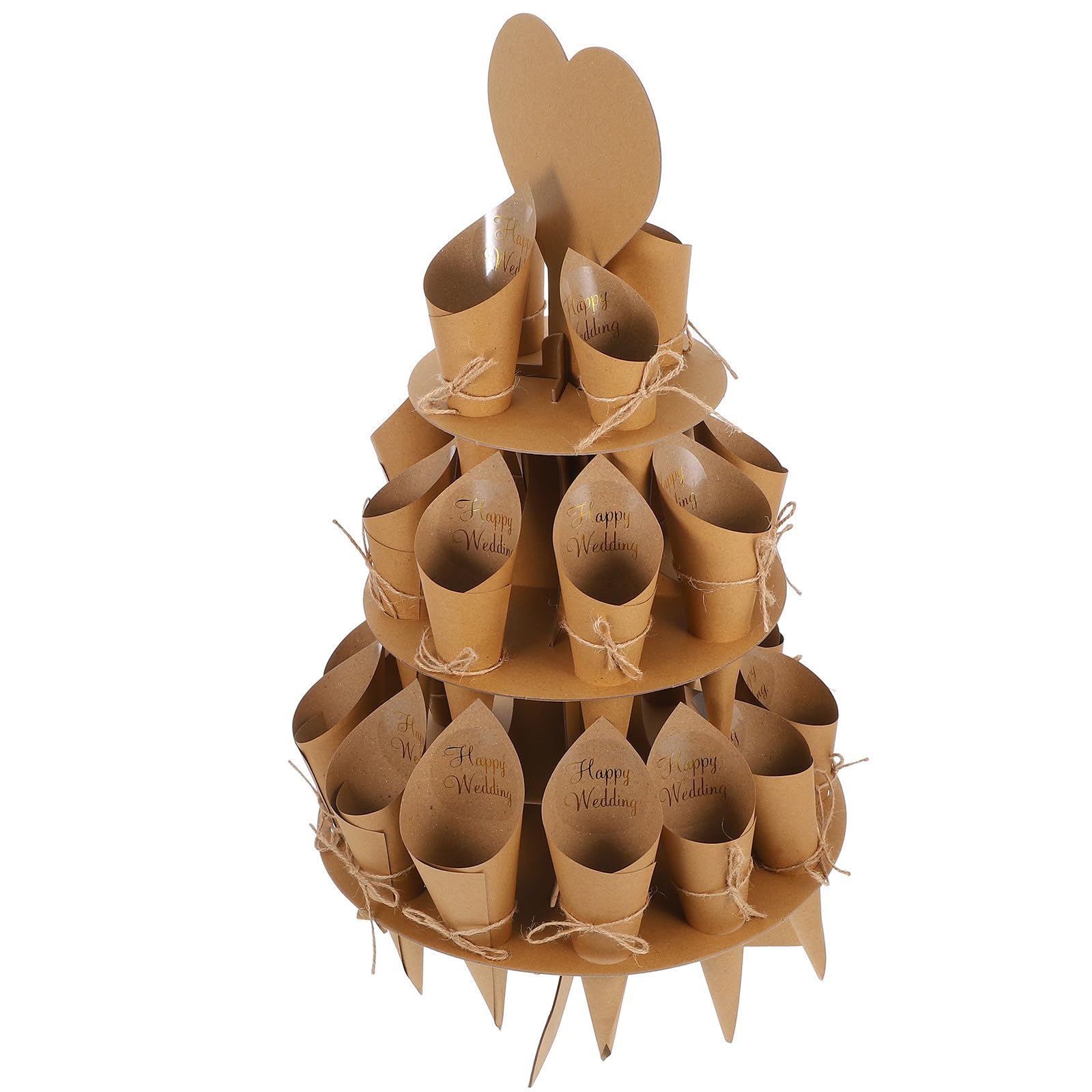 Conos de fragmentos de papel artesanal con soporte anticaídas para confeti