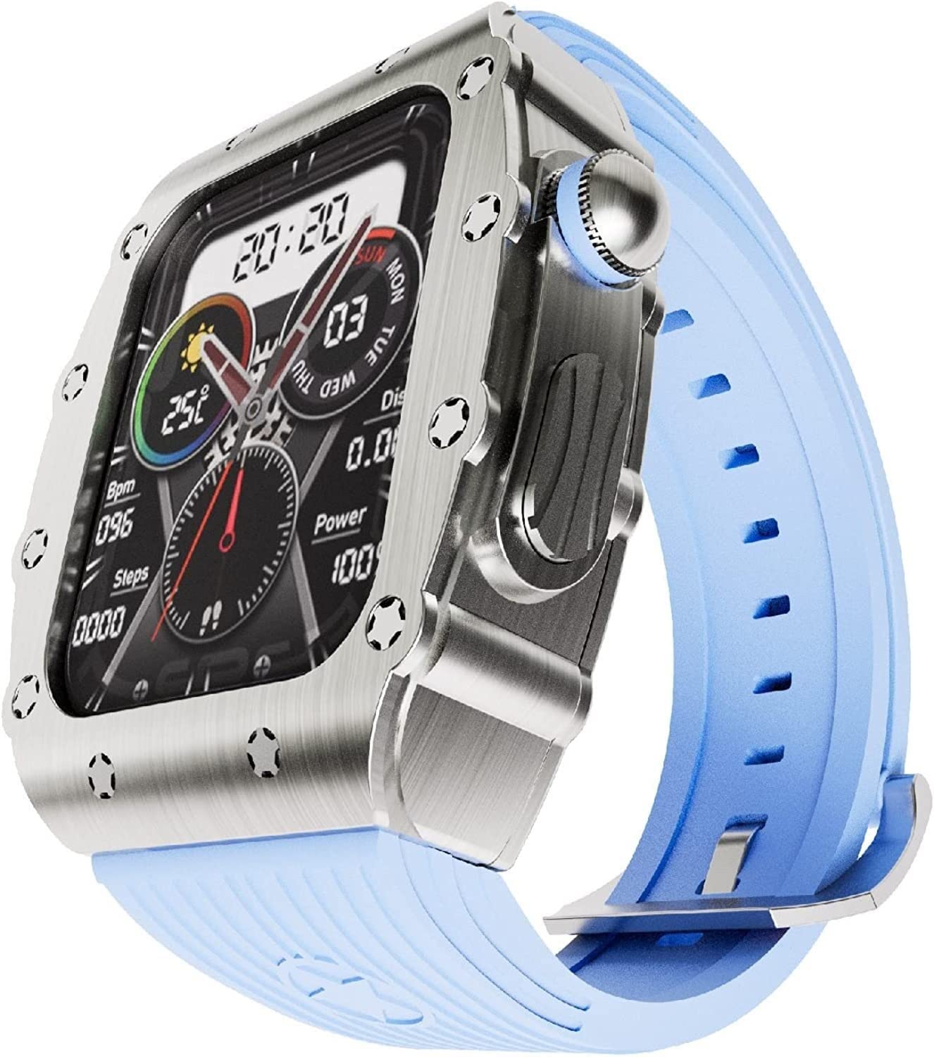 Coque en métal et caoutchouc fluor Apple Watch pour customisation luxe - 8