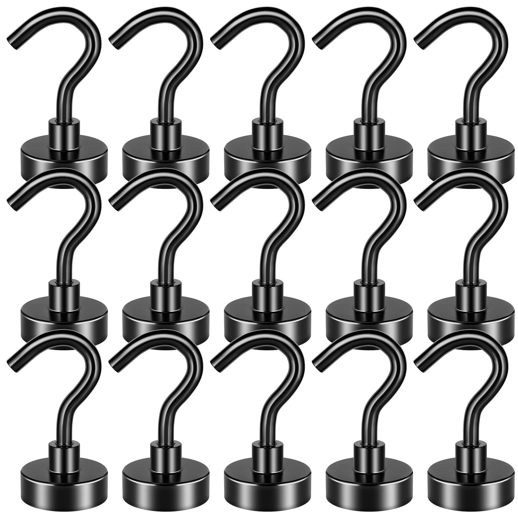 25 Pack 25 LBS Black Magnetic Hooks Neodymium Magnet Hooks for Hanging, Strong Magnetic Hooks Magnet with Hooks for Home, Kitchen, Office, School, Warehouse