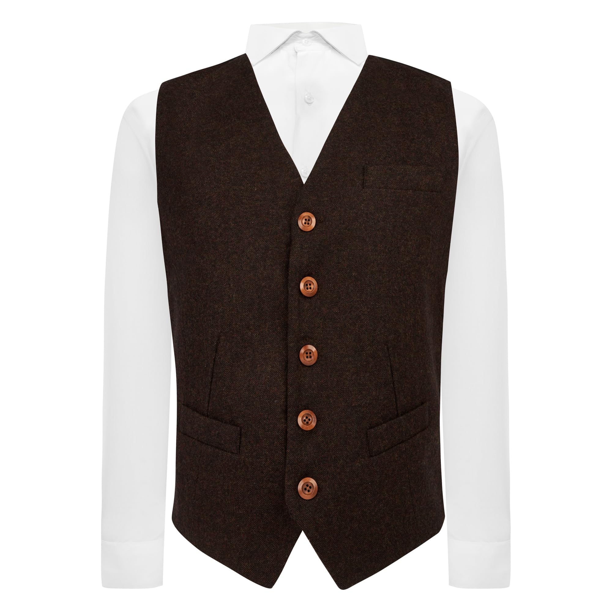 King & Priory Men's Brown Highland Weave Cocoa Waistcoat - Xl