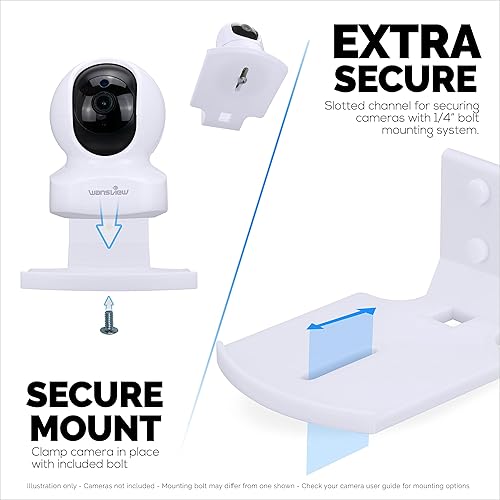 Miniatura 7 de Estante pequeño de montaje en pared sin tornillos para monitores de bebé, cámaras de seguridad, altavoces, decoración, plantas y más, fuerte