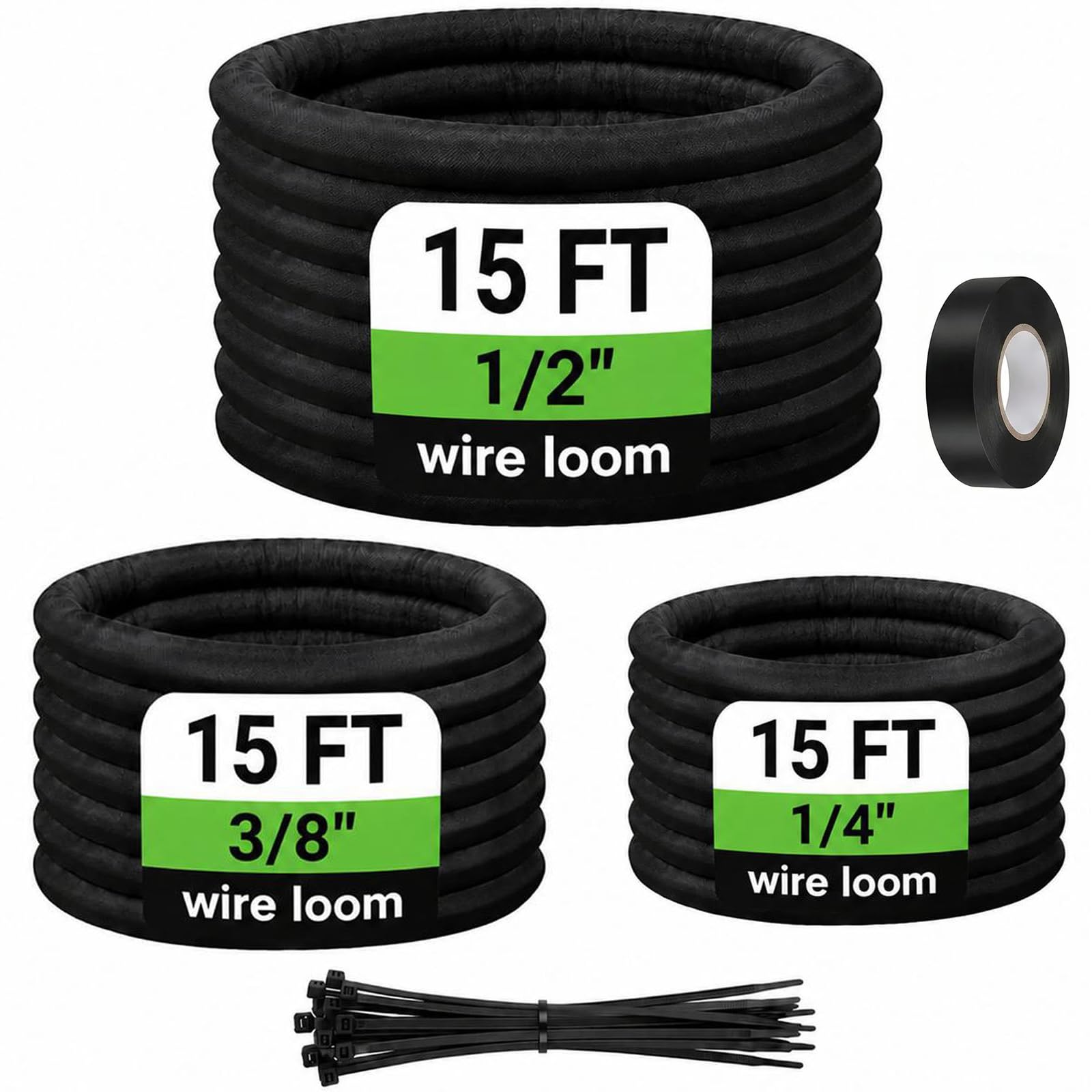 Funda de cable dividida de 1/2 pulgada protector de alambre termorresistente de 15 pies para hogar 8
