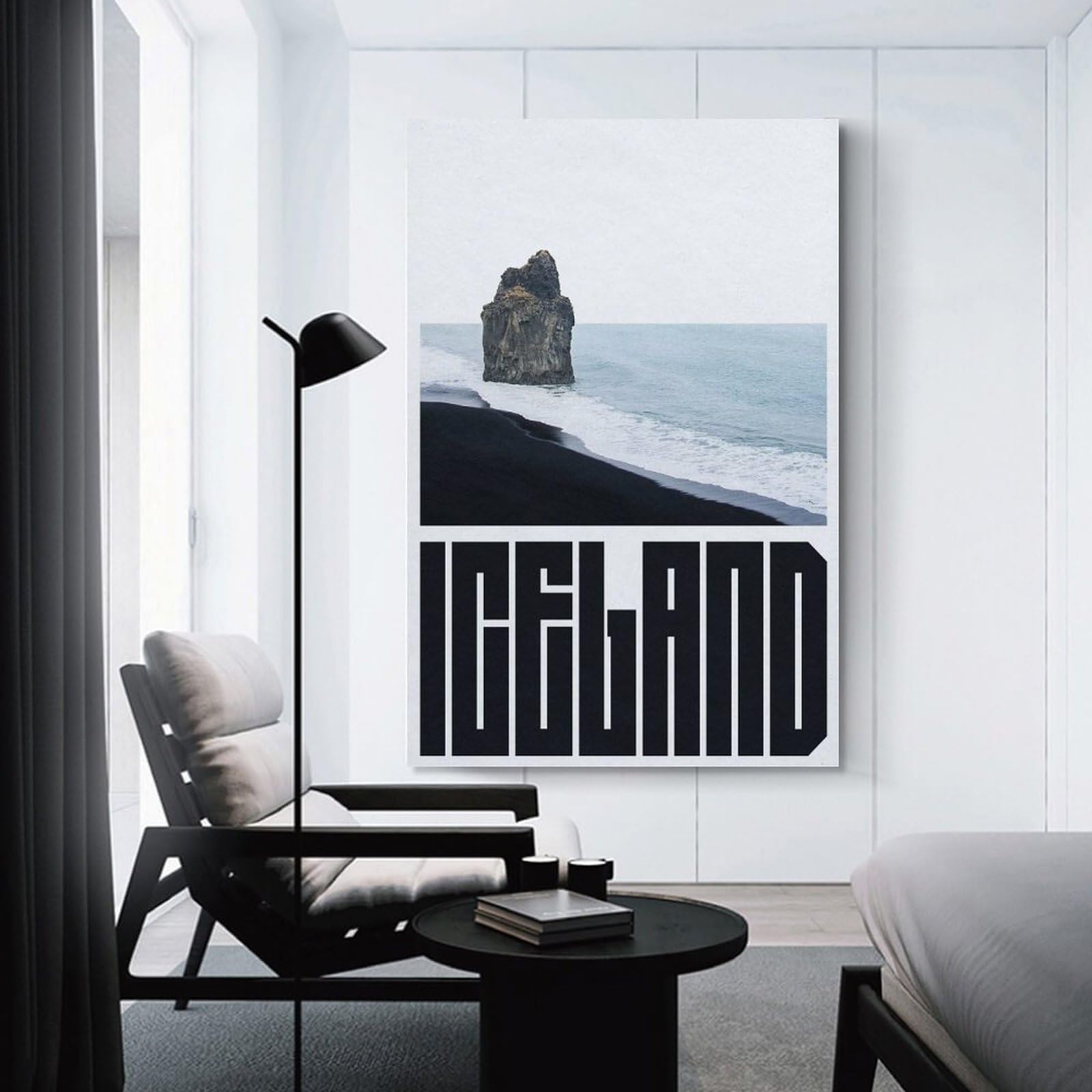 Junmoney Unframe-Iceland Black Sand Beach Iceland Black Sand Beach Home Decor Wall Art, 24X36inch(60X90cm), For Apartment Walls, Studios Or Work Areas, Decorative Canvas Decor For Home Updates