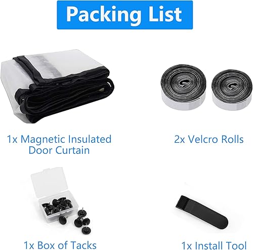 Miniatura 8 de Cortina magnética para puerta con aislamiento térmico de 34 x 82 pulgadas, cubierta magnética para puerta de patio, cierre automático, se adapta a