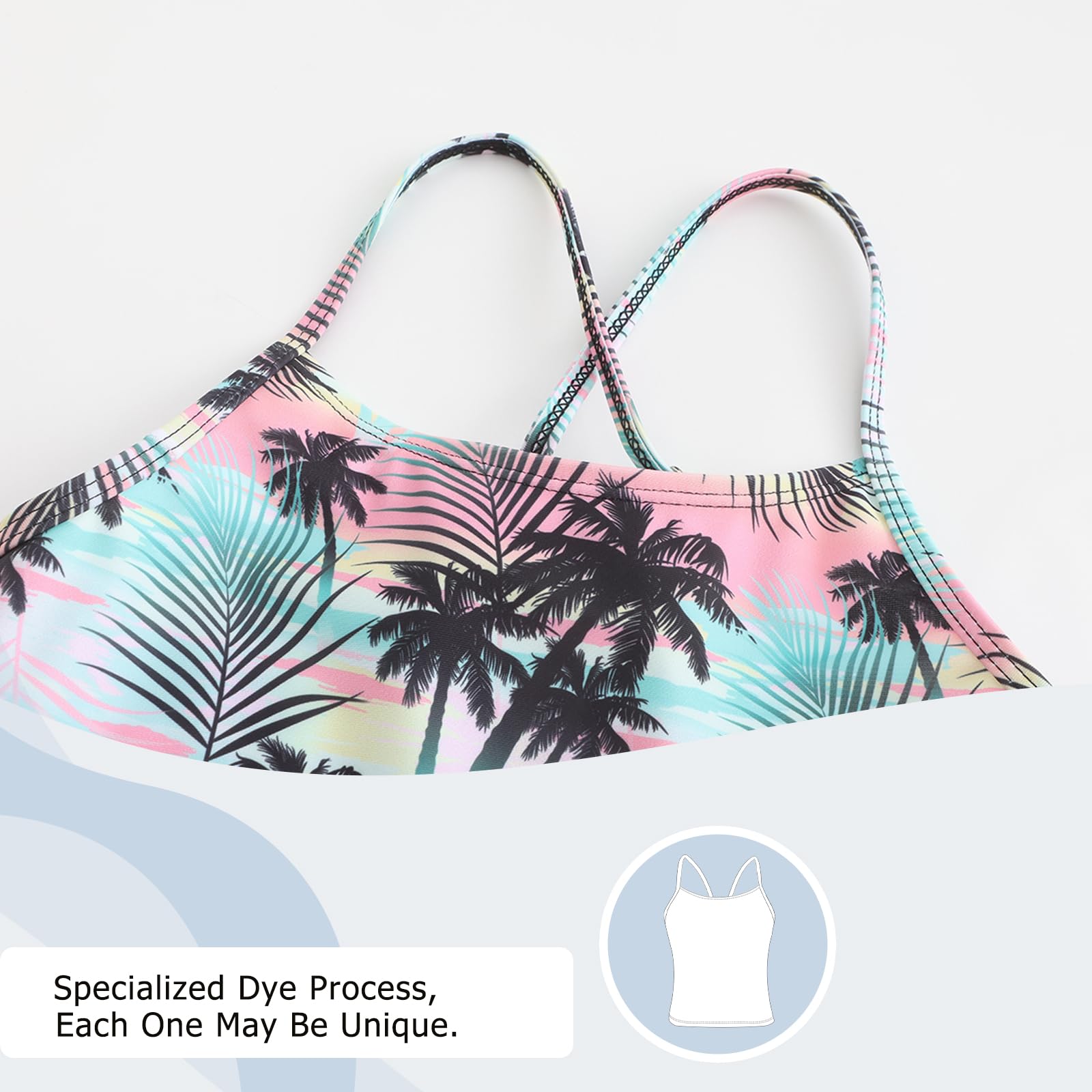 Girls Two Piece Swimming Costume Kids Girls 2 Piece Swimsuit Hawaiian Swimwear for Girls Tankini 5-16 Years