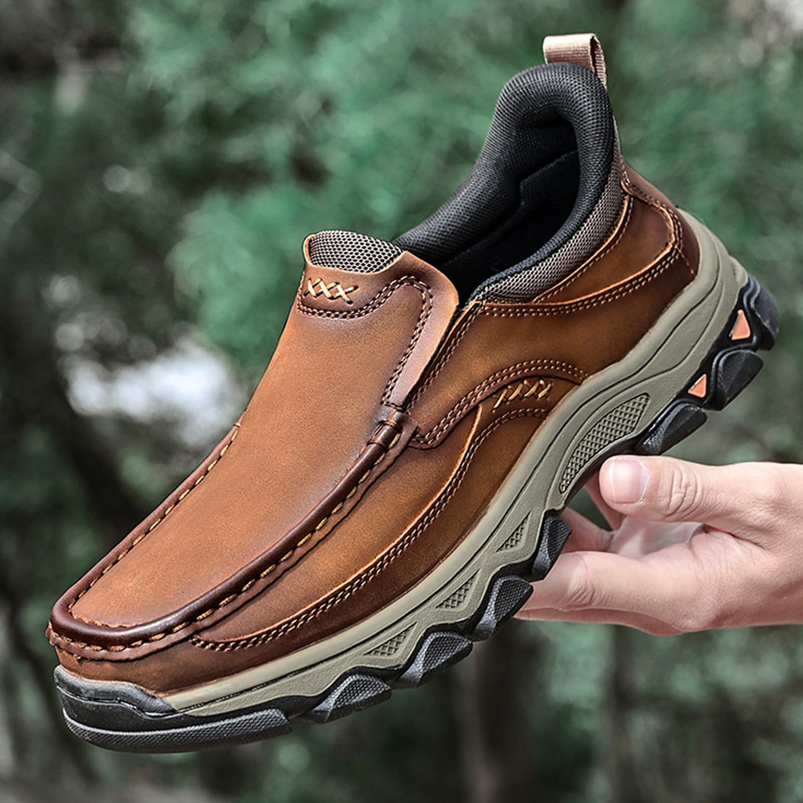 Zapatos ortopédicos de piel auténtica para caminar al aire libre, cómodos, hechos a mano, impermeables, antideslizantes, con soporte de arco, zapatos de vestir casuales para hombre