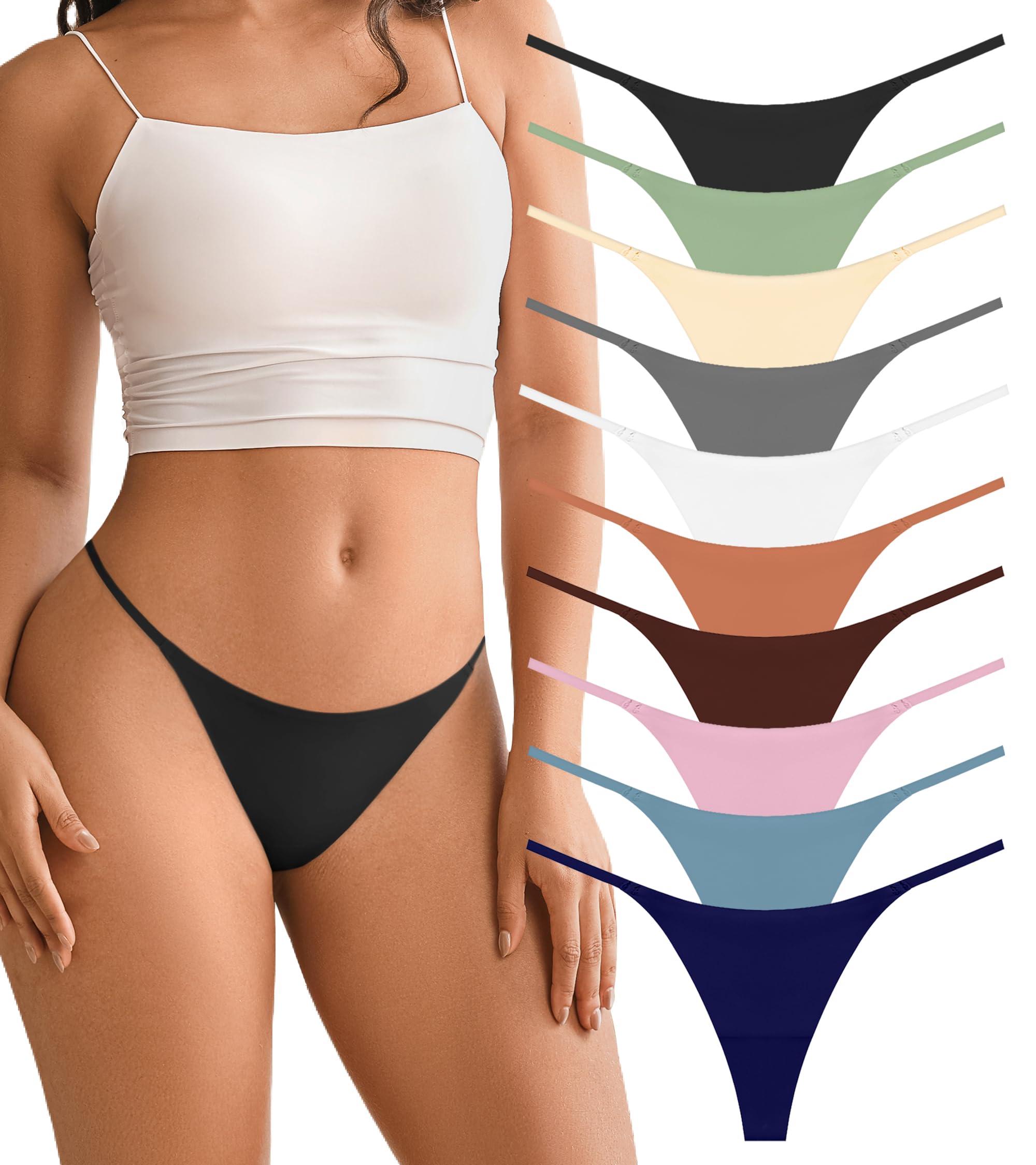DEANGELMON Seamless G-string Thongs for Women - No Show Thong Underwear Low Rise Stretch Panties Workout Pack